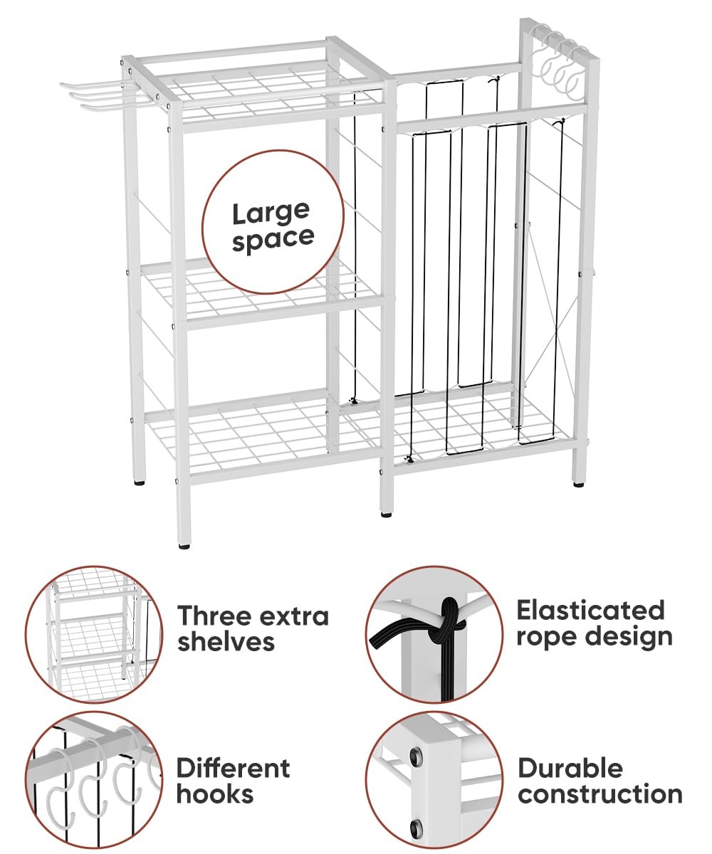 3 Tiers Dumbbells Yoga Mat Storage Rack with Elastic Straps for Kettlebells Foam