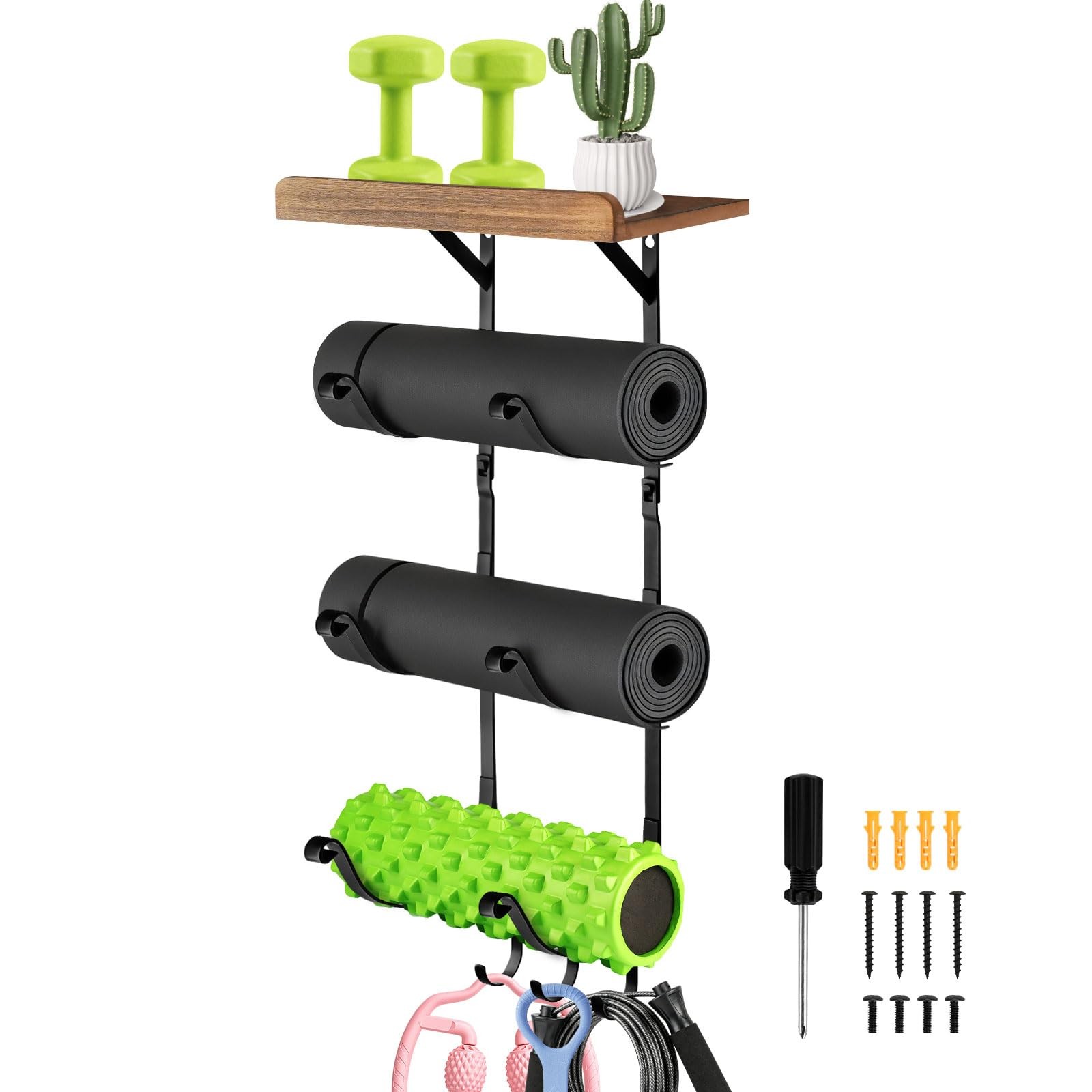Yoga Mat Holder Wall Mount, Gym Home Yoga Room Accessories Wall Rack Storage,…
