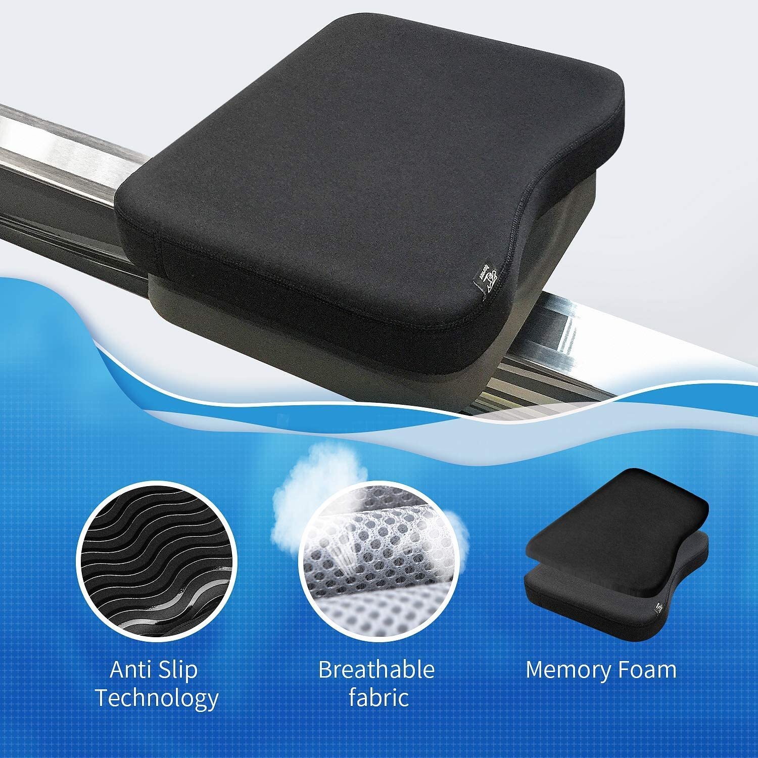 Memory Foam Pad for the Concept 2 Rowing Machine Black
