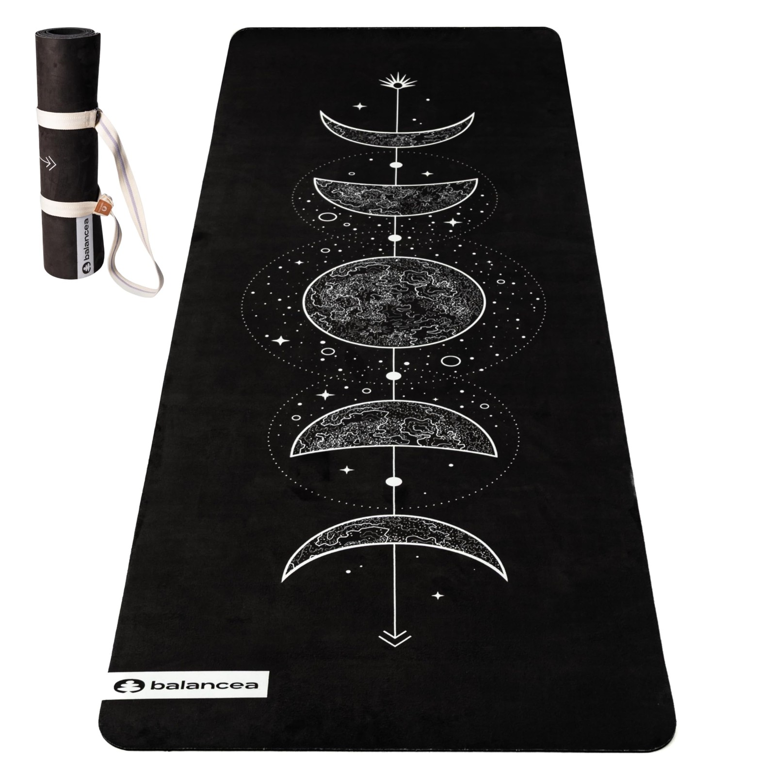 Yoga Mat With Strap 5mm Non Slip Suede & TPE – Moon Black Eco-Friendly Fitnes…