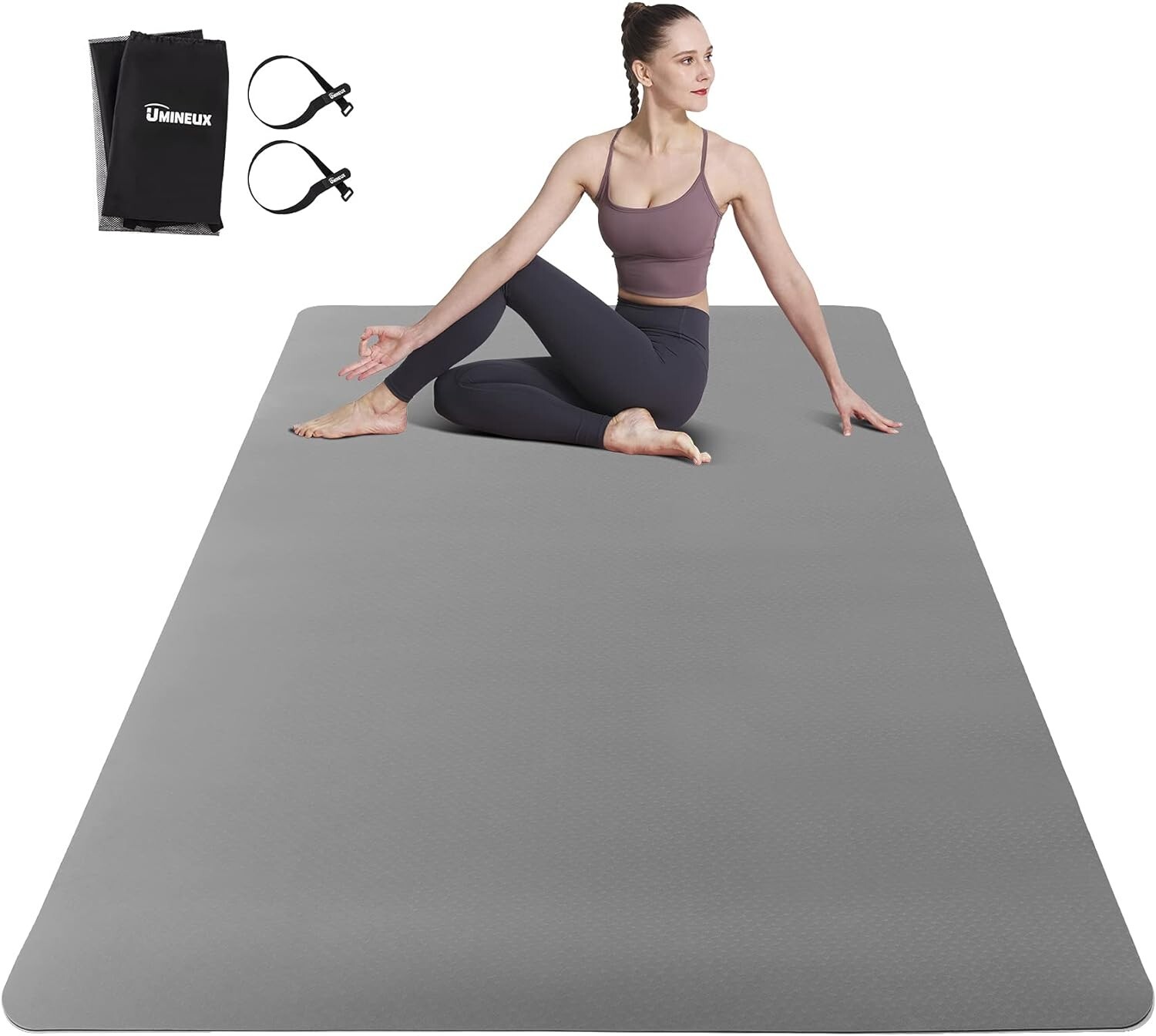 Large Yoga Mat for Men and Women – 6’X4’X6Mm, Extra Wide TPE Fitness Mat