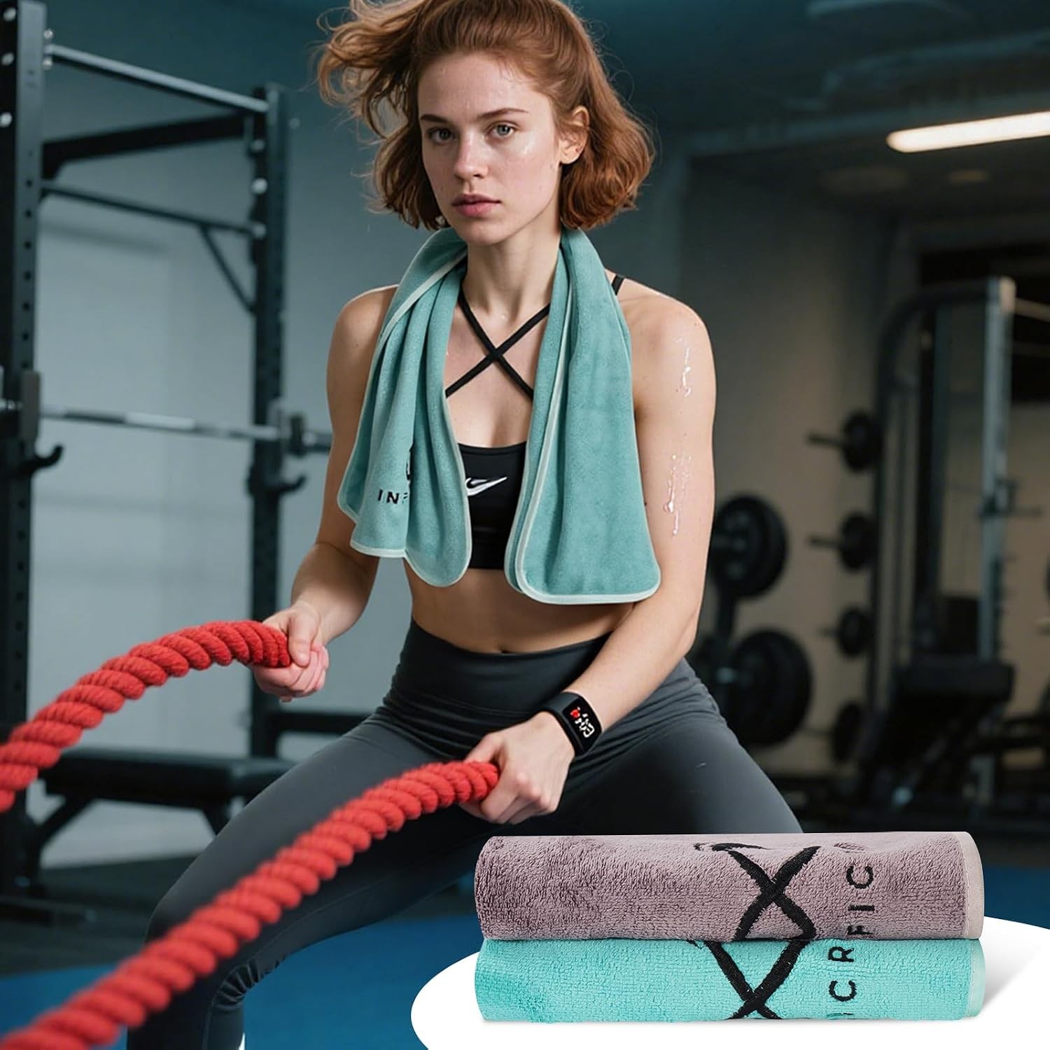 2 Pack Microfiber Gym Towels, 380 GSM 15″x31″ Bigger Size Super Soft