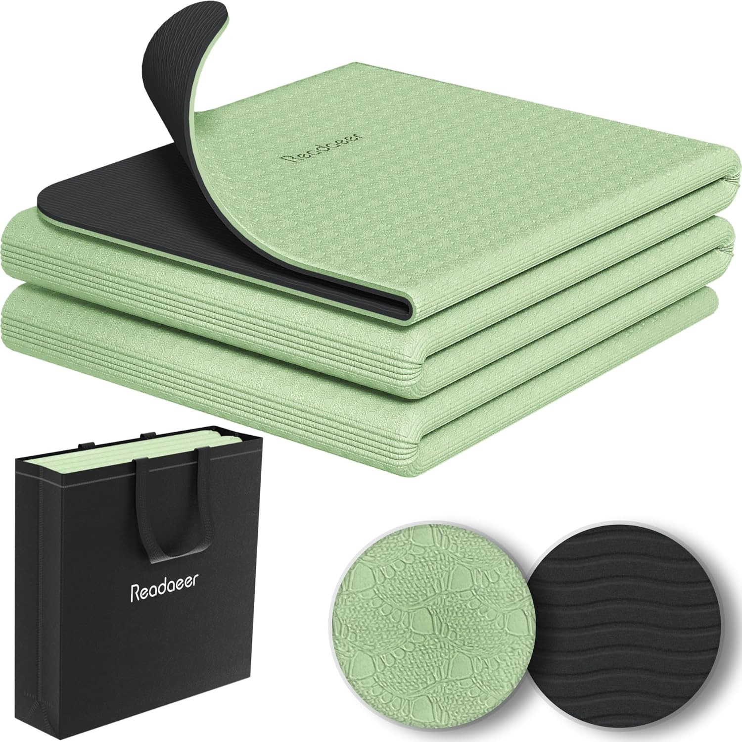 Foldable Yoga Mat for Travel Folding Yoga Mat 6Mm Thick with Carrying Bag, Non-S
