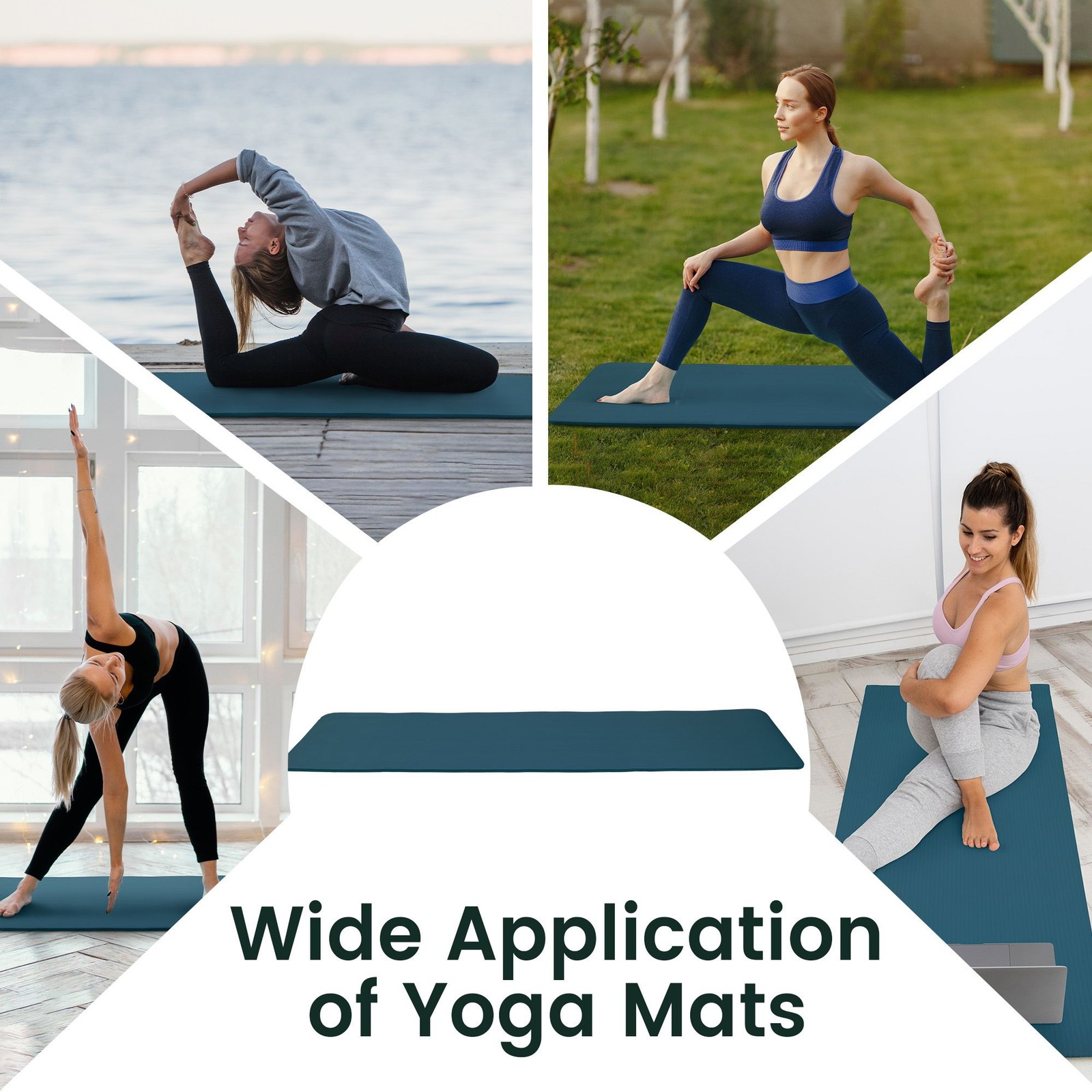 Fitvids 1/2″ Thick High Density Exercise Yoga Mat, Carrying Strap Blue(Open Box)