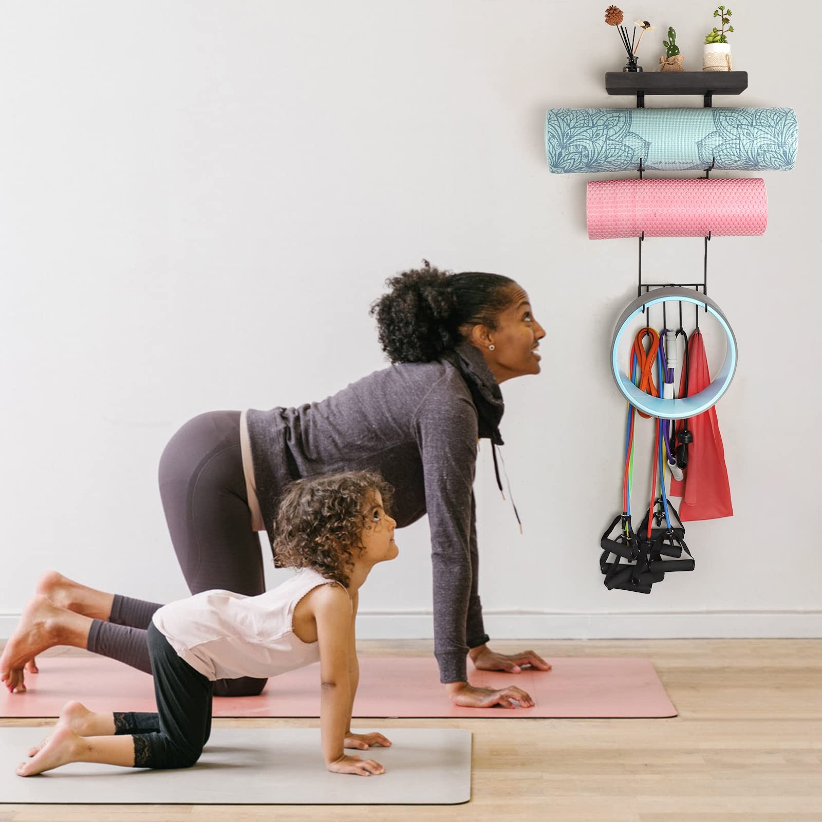 Yoga Mat Holder Accessories Wall Mount Organizer Storage Decor Foam Roller an…