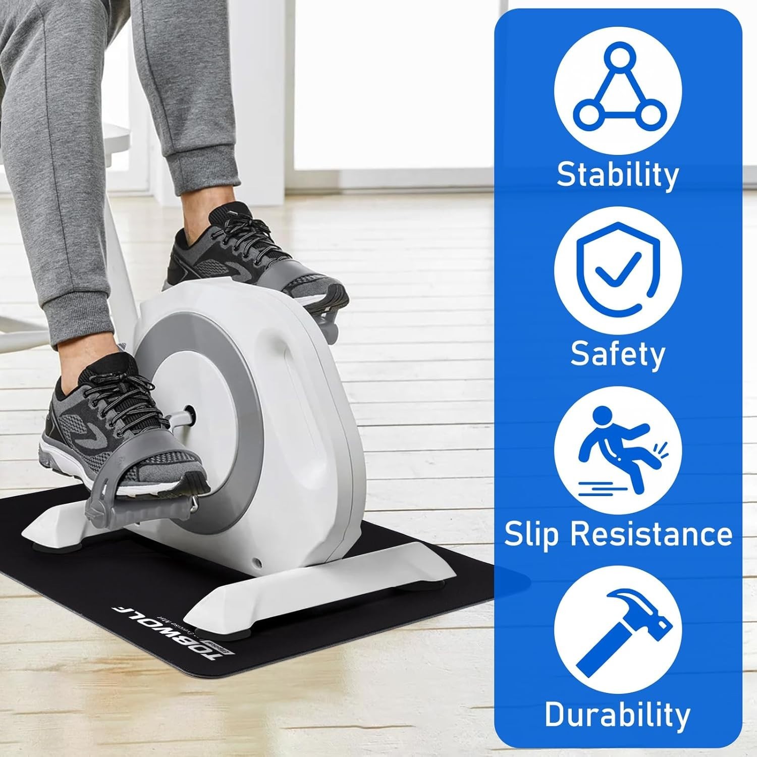 Elliptical Machine Non-Slip Mat – Protects Floors, Compact Size 23.6″ x 17″