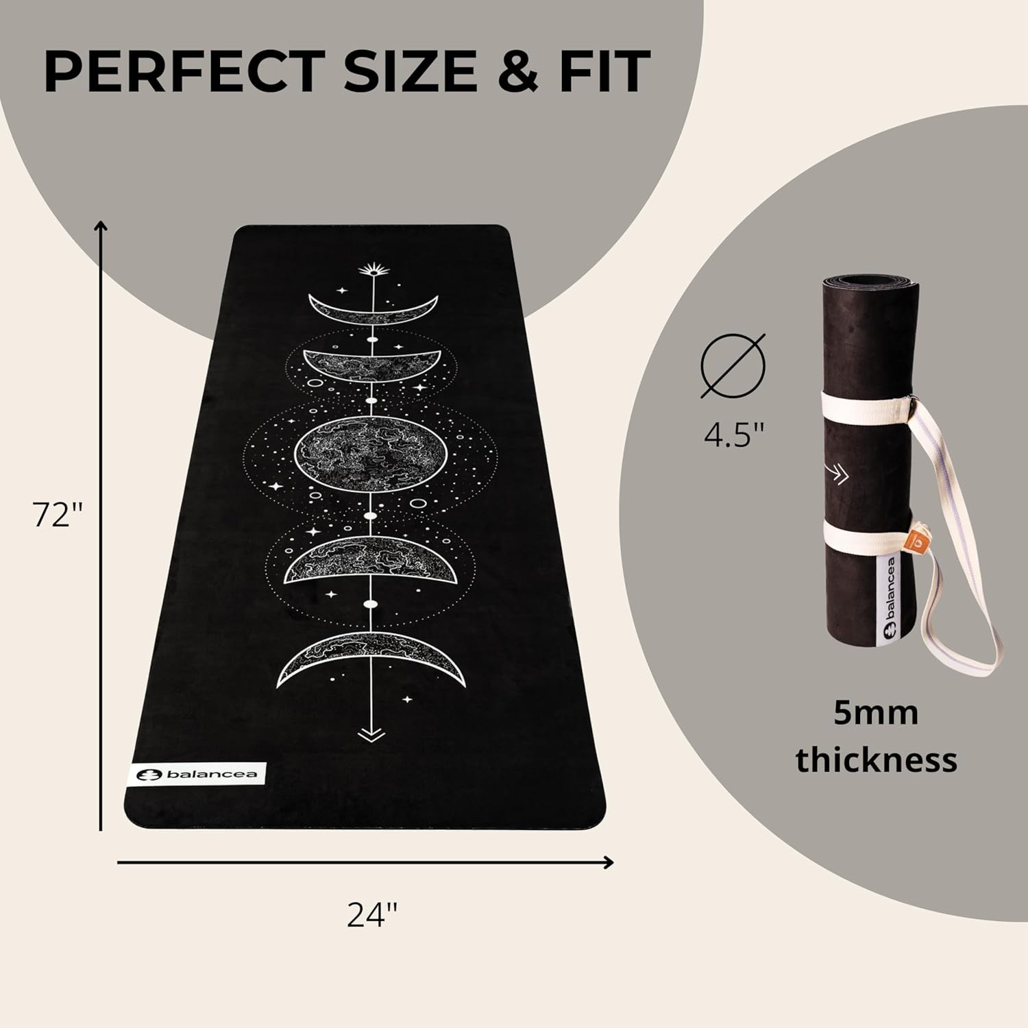 Yoga Mat with Strap 5Mm Non Slip Suede & TPE – Eco-Friendly Fitness & Exercise M