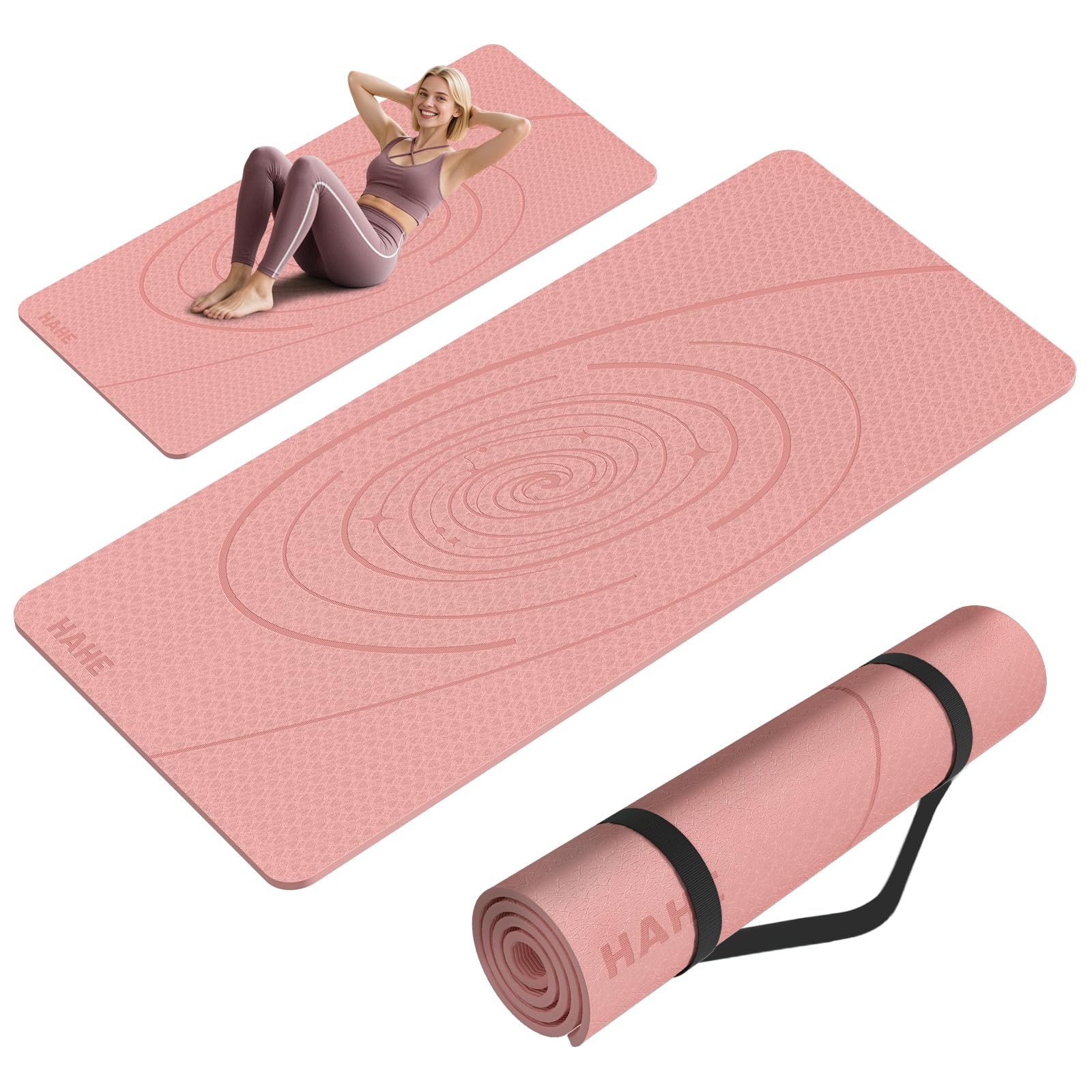 Large Yoga Mat Thick, 76″x32″x0.31″Wide POE 76″L x 32″W x 0.31″H, Peach pink