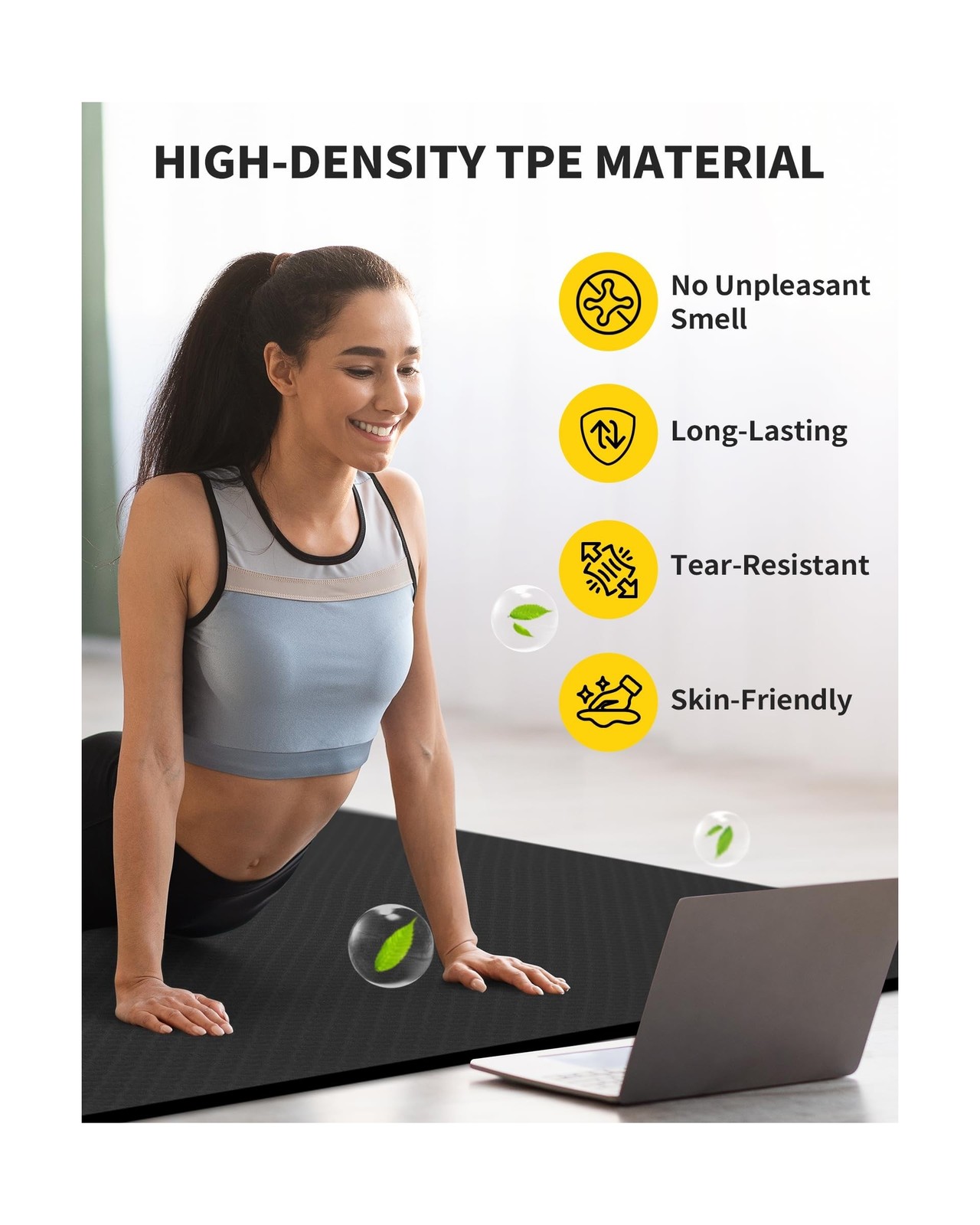 CAMBIVO Yoga Mat 72″ x 48″ Large Workout Mat for Home Gym Flooring | 6mm-12mm…
