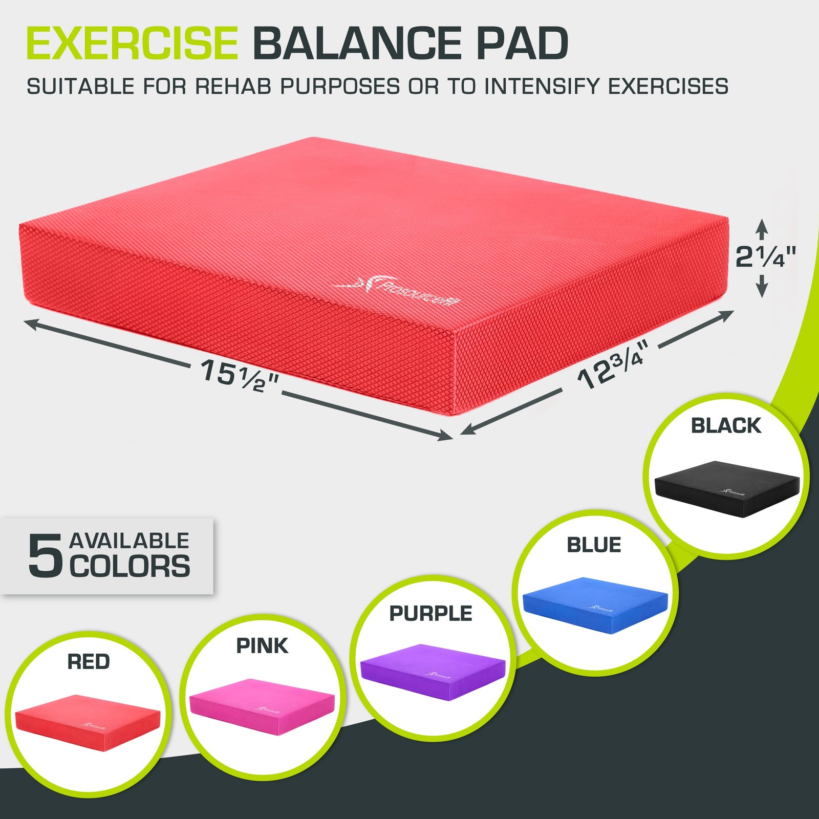 ProsourceFit Exercise Balance Pad – Non-Slip L – (15.5″ x 12.75″), Red