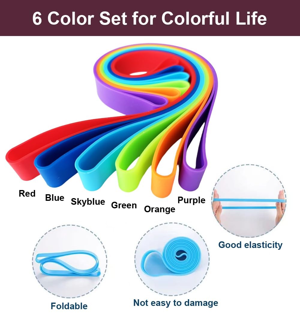 SUJAYU 6 Pack Towel Clips for Chairs, Silicone Bands Medium, Multicolor