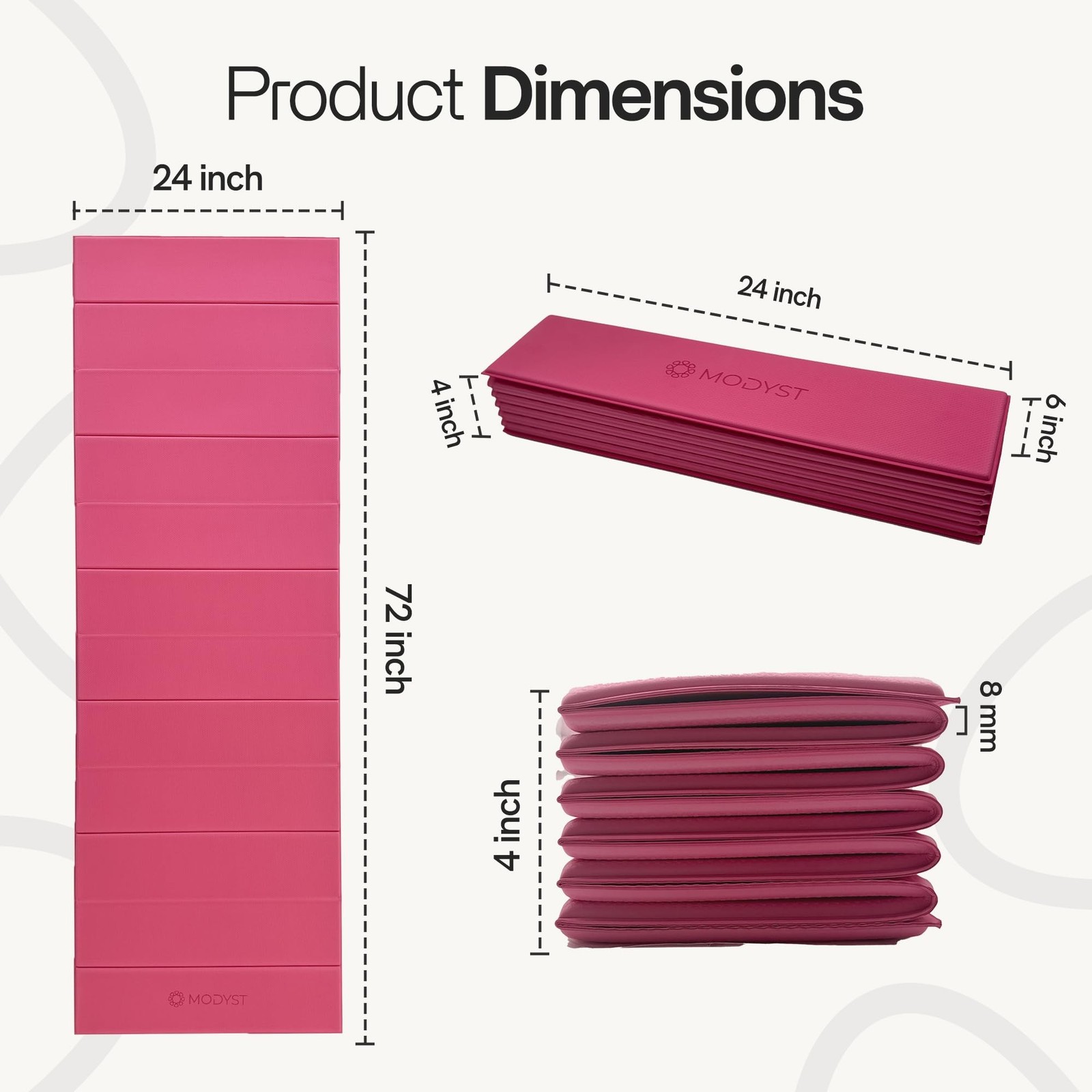 Folding Yoga Mat, TPE Folding Yoga Mat, Foldable Exercise Mat for Yoga, Pilat…