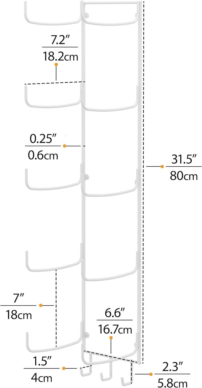 Guru Yoga Mat Holder Wall Mount with 3 Hooks for Hanging Yoga Strap, Resistance