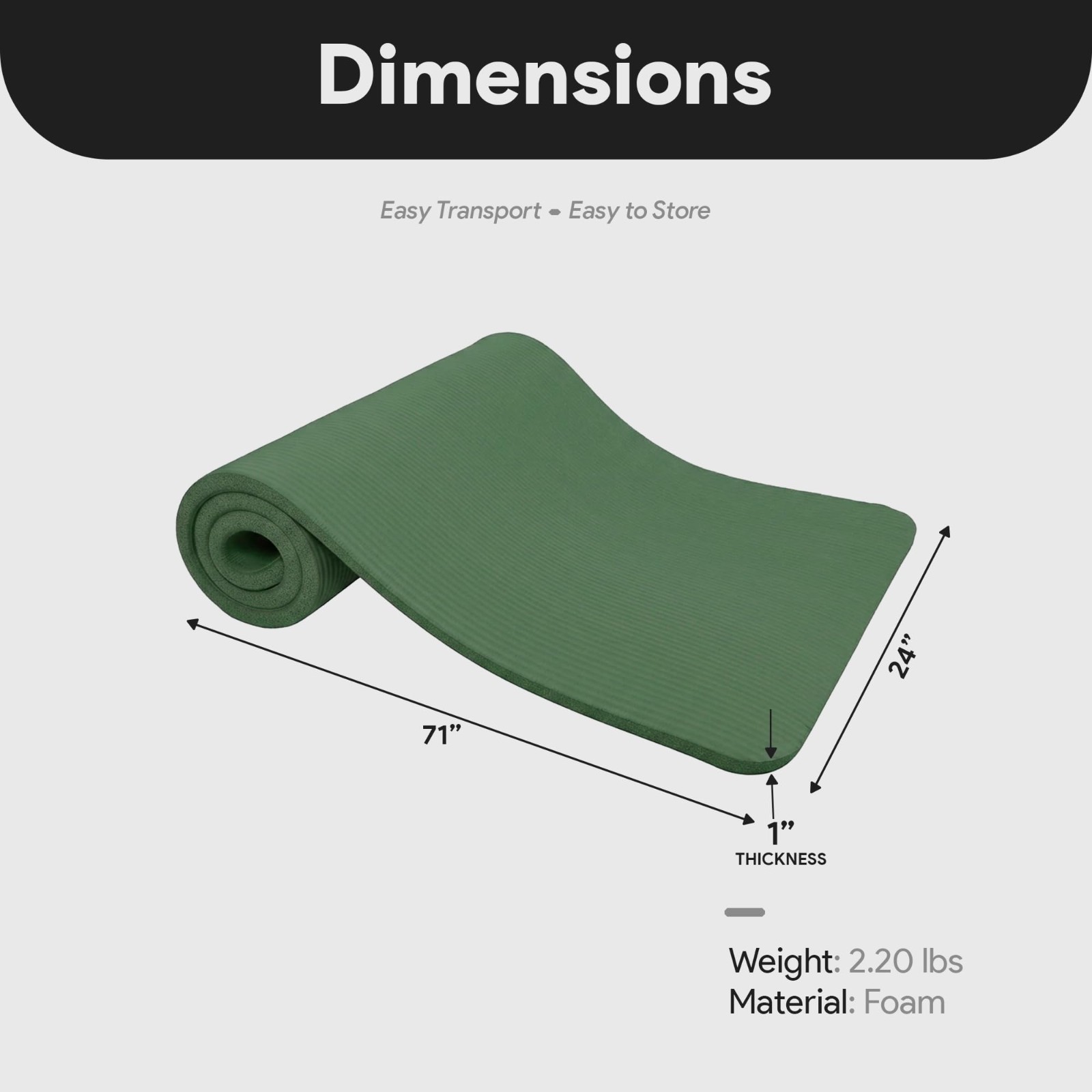 Extra Thick 1-Inch Yoga Mat – High Density, Anti-Tear, Carrying Strap, Multi Col