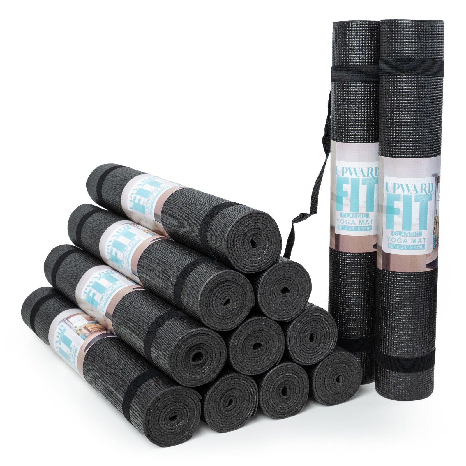 12-Pack Non-Slip Yoga Mats 68″x24″ – 4mm Thick Exercise Mats for Home, Gym & Stu