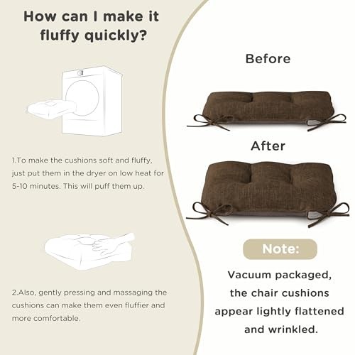Chair Cushions for Dining Chairs Set of Kitchen Seat Cushions with 4 Coffee