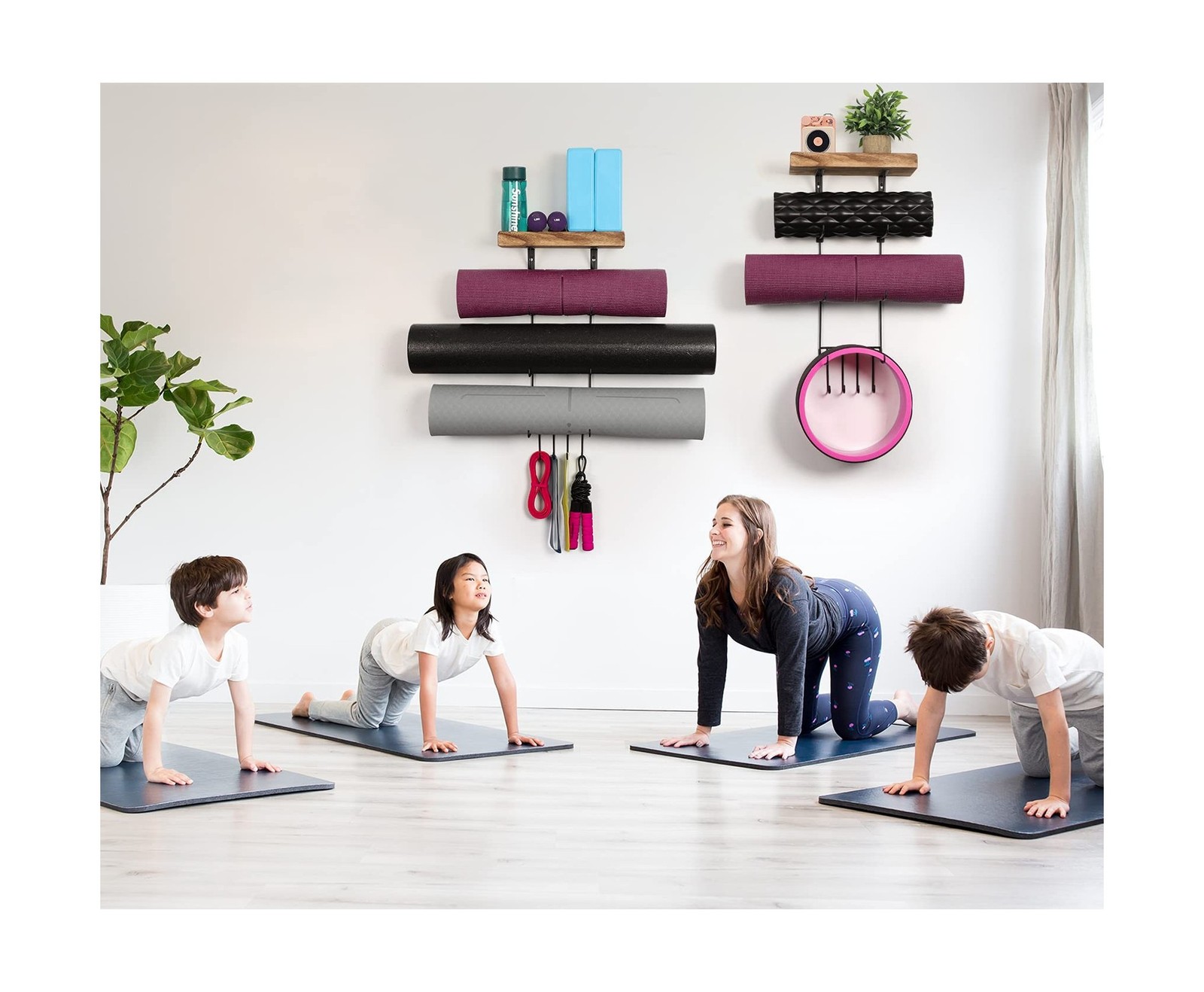 2 PACK Yoga Mat Holder Wall Mount Yoga Mat Storage Shelf Rack H… FAST USA SHIP