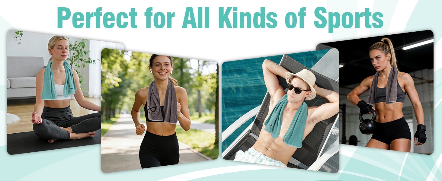 2 Pack Microfiber Gym Towels, 380 GSM 15″x31″ Bigger Size Super Soft