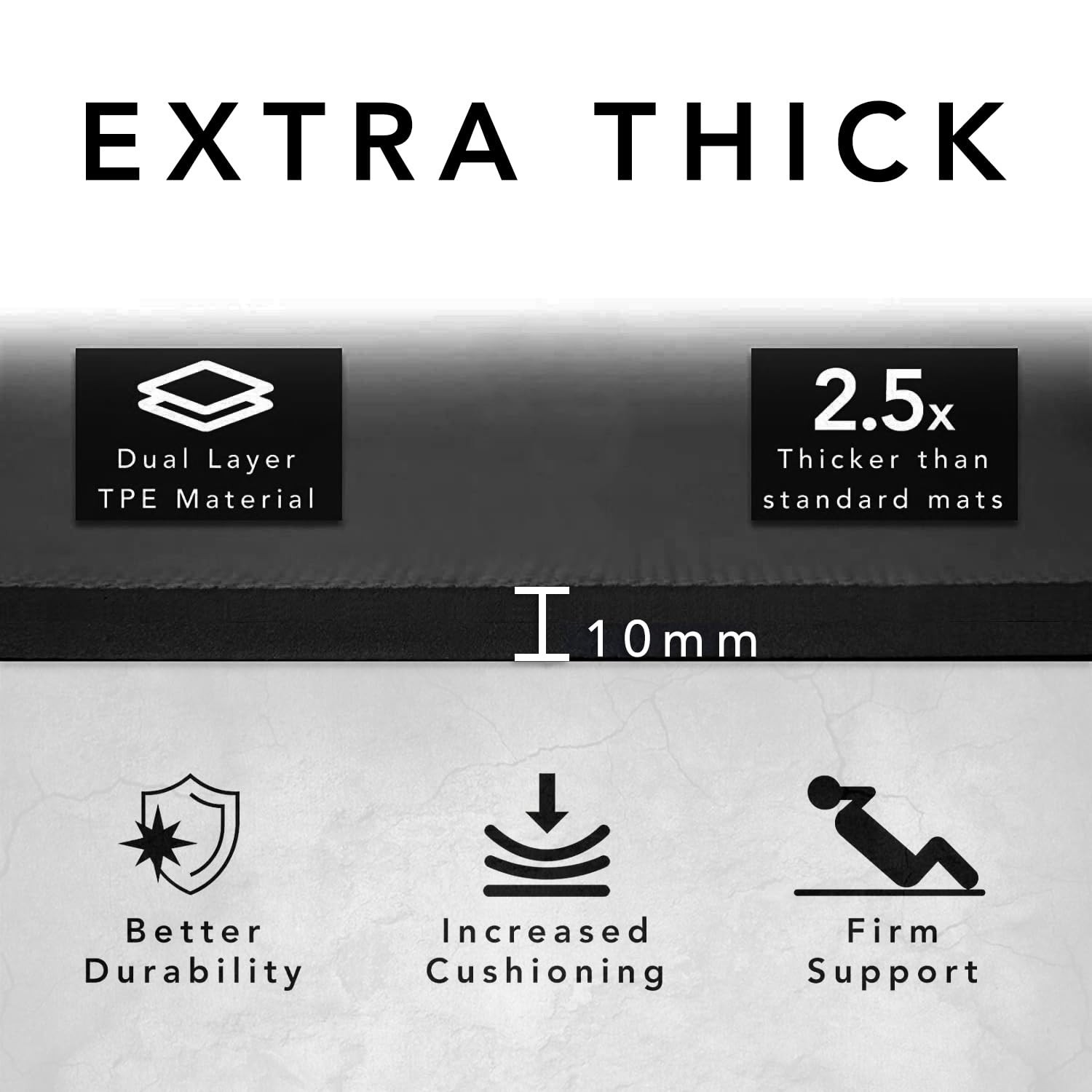 Large Exercise Mat – Extra Thick 10mm Workout Mat (72″x32″) – Non-Sl