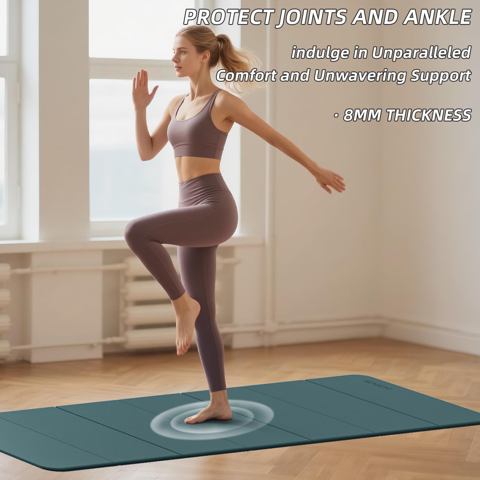 Foldable Yoga Mat Extra Thick 0.32 Inches Eco-Friendly POE Material, Non-Slip…