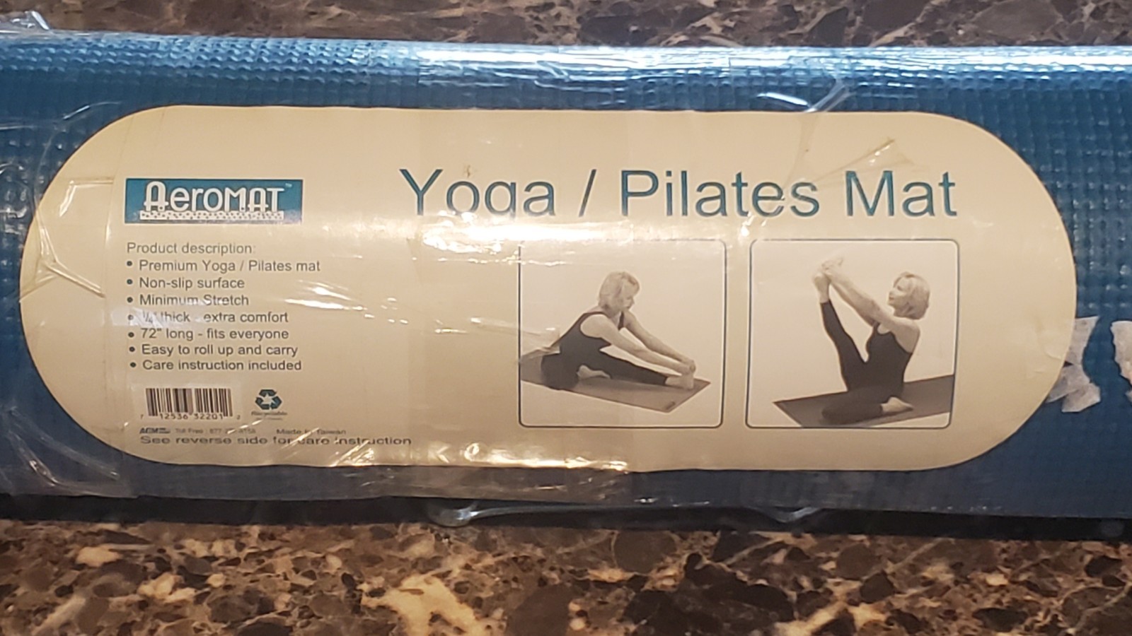 NEW Aeromat Premium Yoga Pilates Mat 72″ Long Non-Slip Surface (1/4″ Thick)