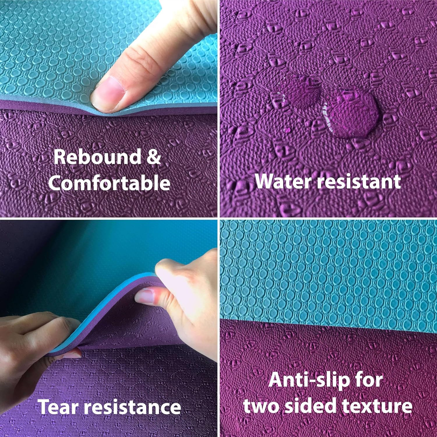 Extra Thick Exercise Yoga Mat with Strap – 2/5 Inch (10MM), Non-Slip Workout Mat