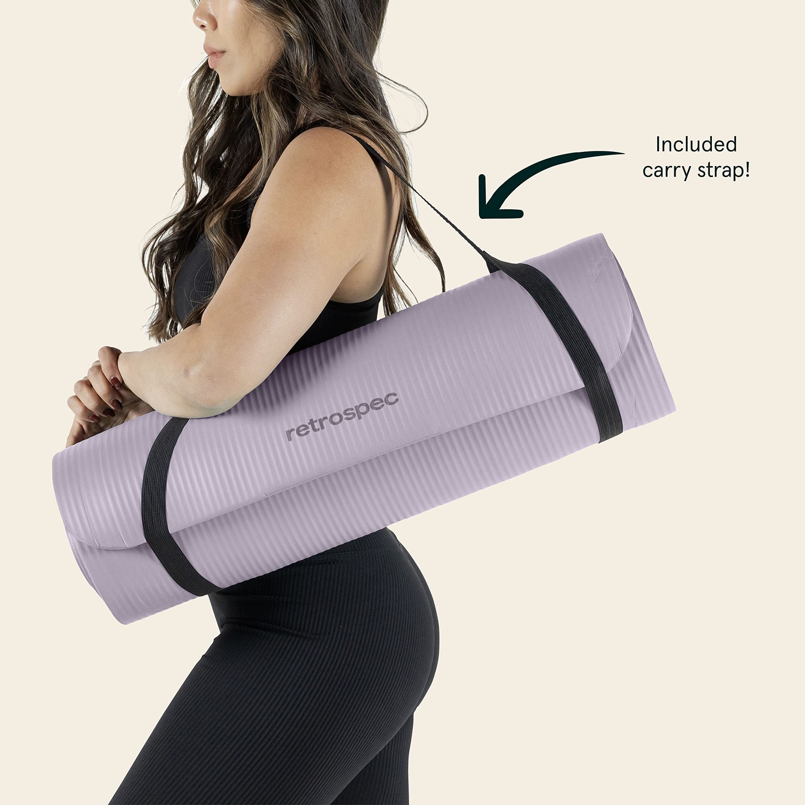 Retrospec Solana Yoga Mat 1″ Thick with Nylon Strap for 1 inch, Violet Haze