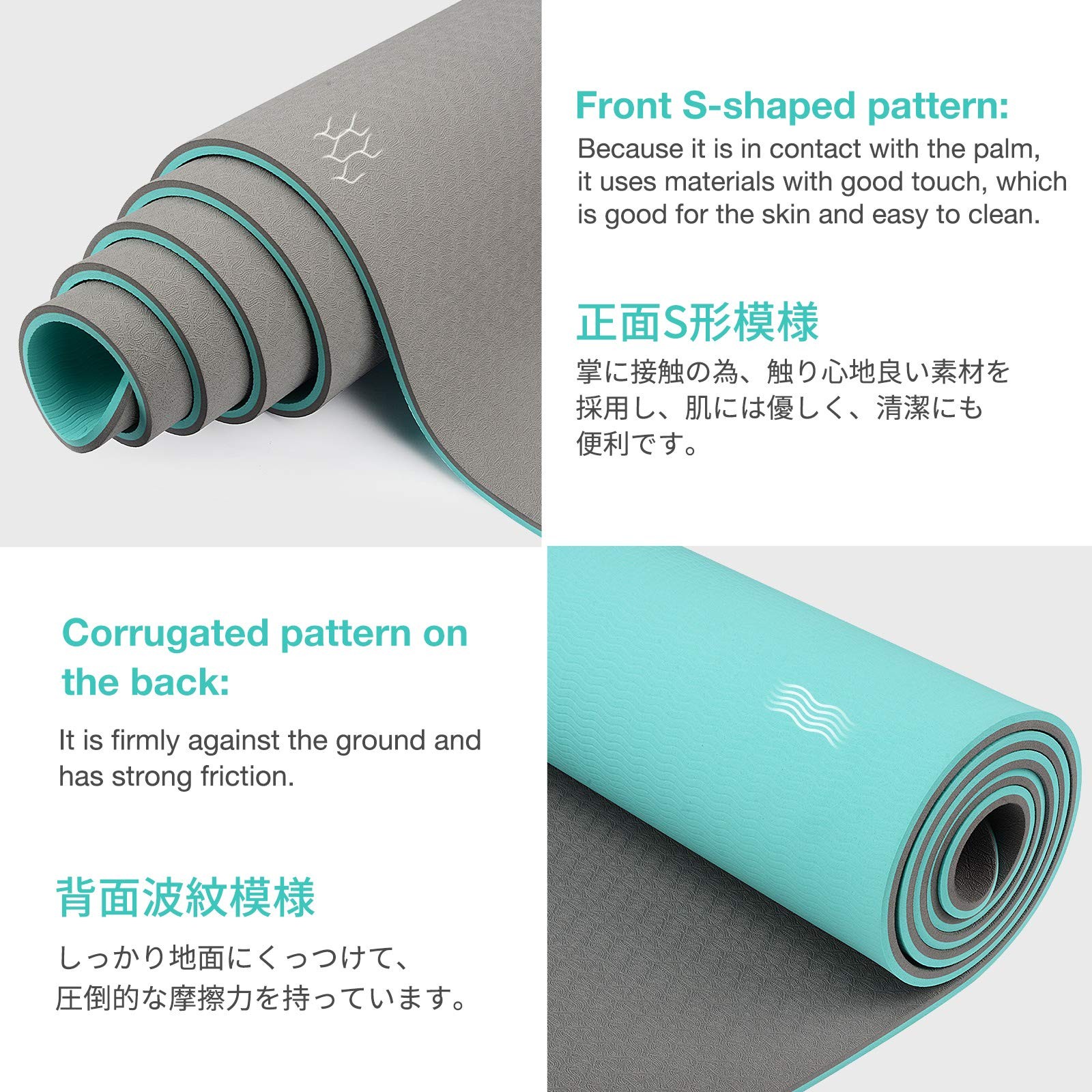Gruper Yoga Mat Non Slip, Eco Friendly Fitness 0.24*24*72 Inches, Carbon Gray