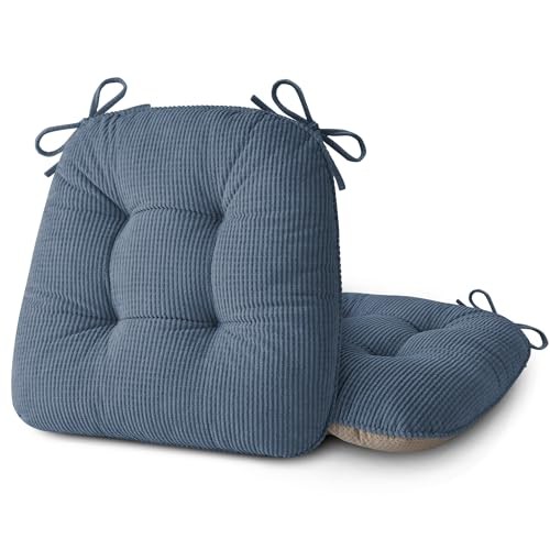 Dining Chair Cushions Set of Non Slip 18″X18″X3″ | Thick,Textured 2 Light Blue