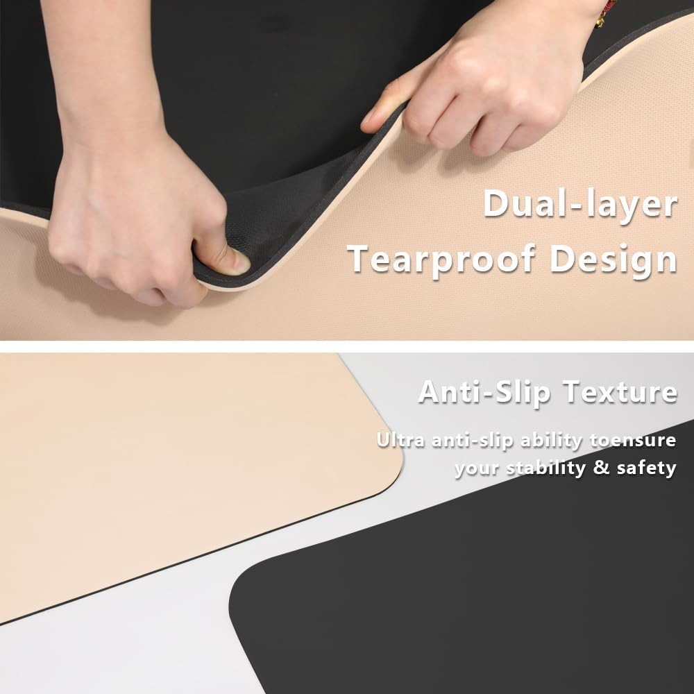 Wide Yoga Mat-80cm Non Slip Extra Thick 1/3” 72″ x 24″ x 0.23″, beige