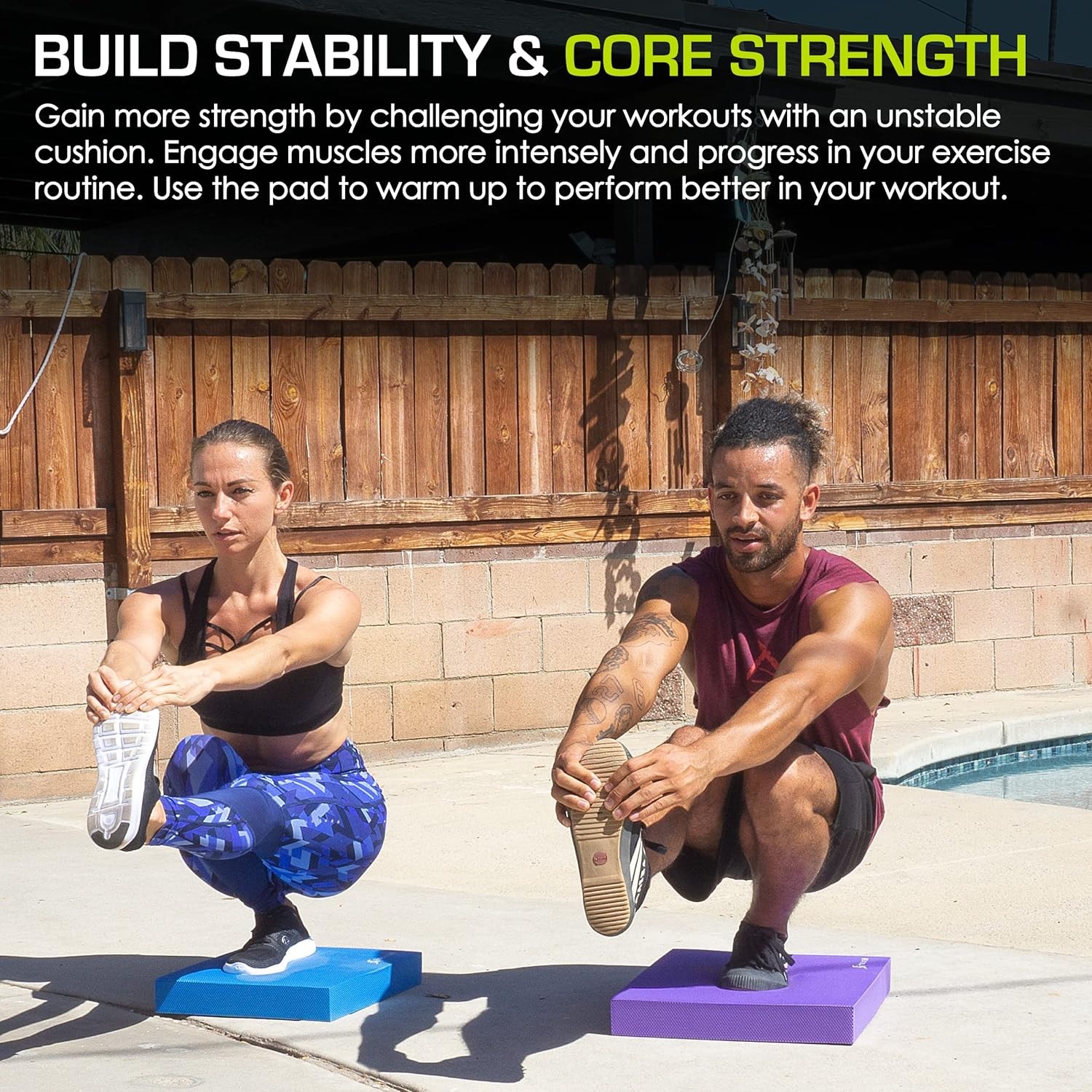 Cushioned Non-Slip Exercise Balance Pad & Knee Workout Foam Mat
