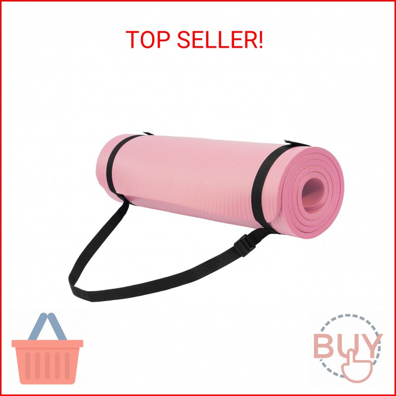 Fitvids 1/2-Inch Thick High Density Foam Exercise Yoga Mat with Carrying Strap,