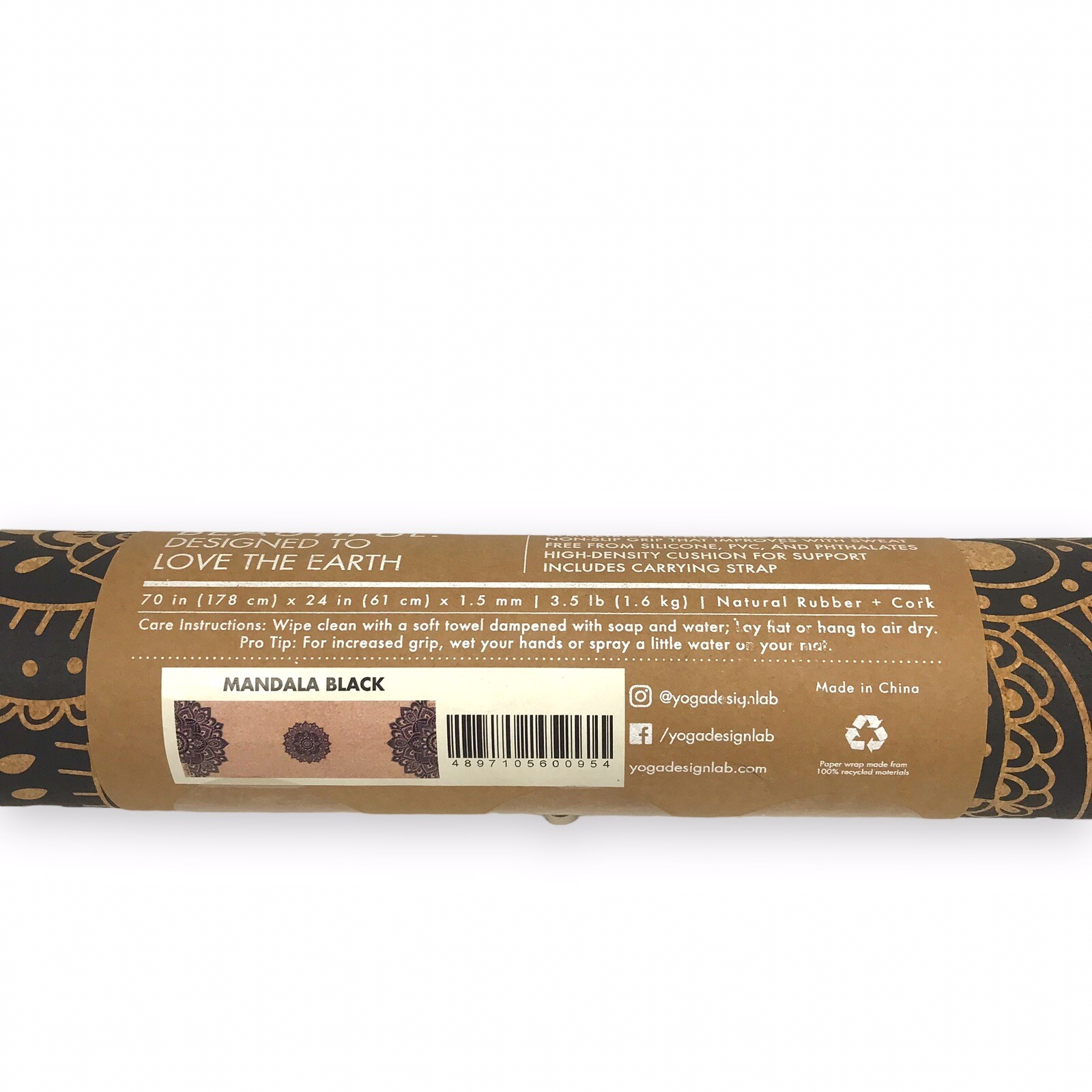 Yoga Design￼ Lab Travel Cork Mat ￼Ideal for Hot Yoga, Bikram, Ashtanga – Mandala