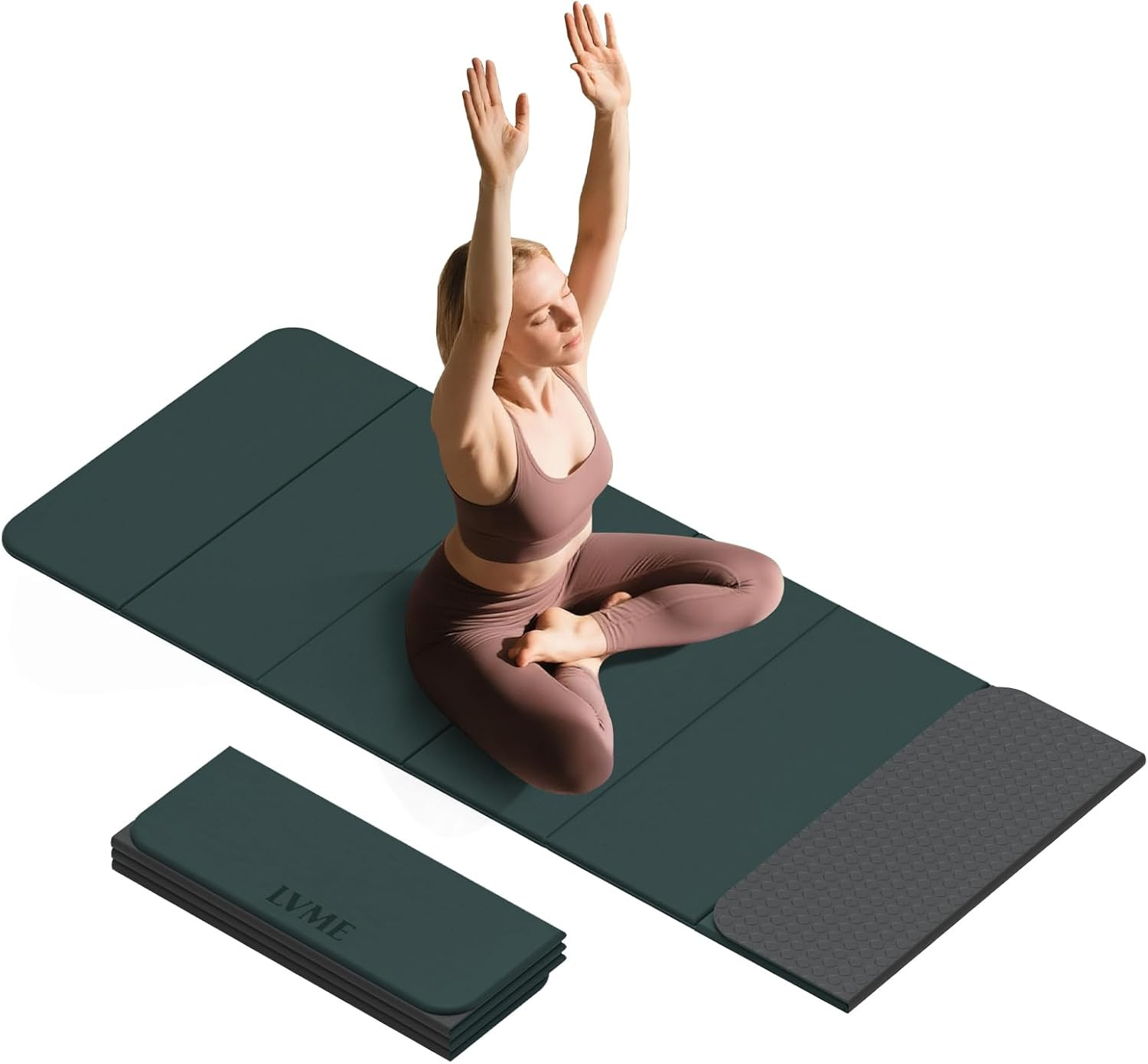 Foldable Yoga Mat 0.32 Inches Thick(8Mm), SGS Certified POE Material, Non Slip,