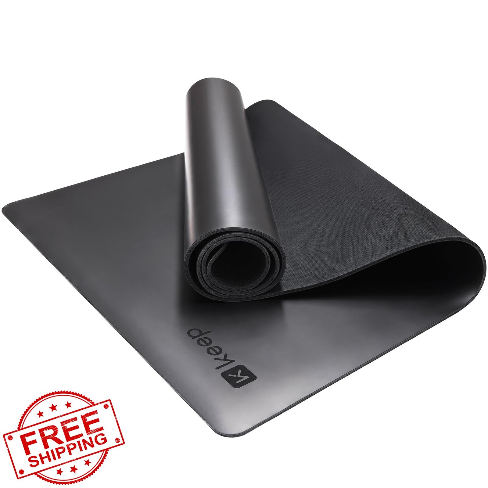 KEEP Black 72″x26″ Yoga Mat PU Rubber