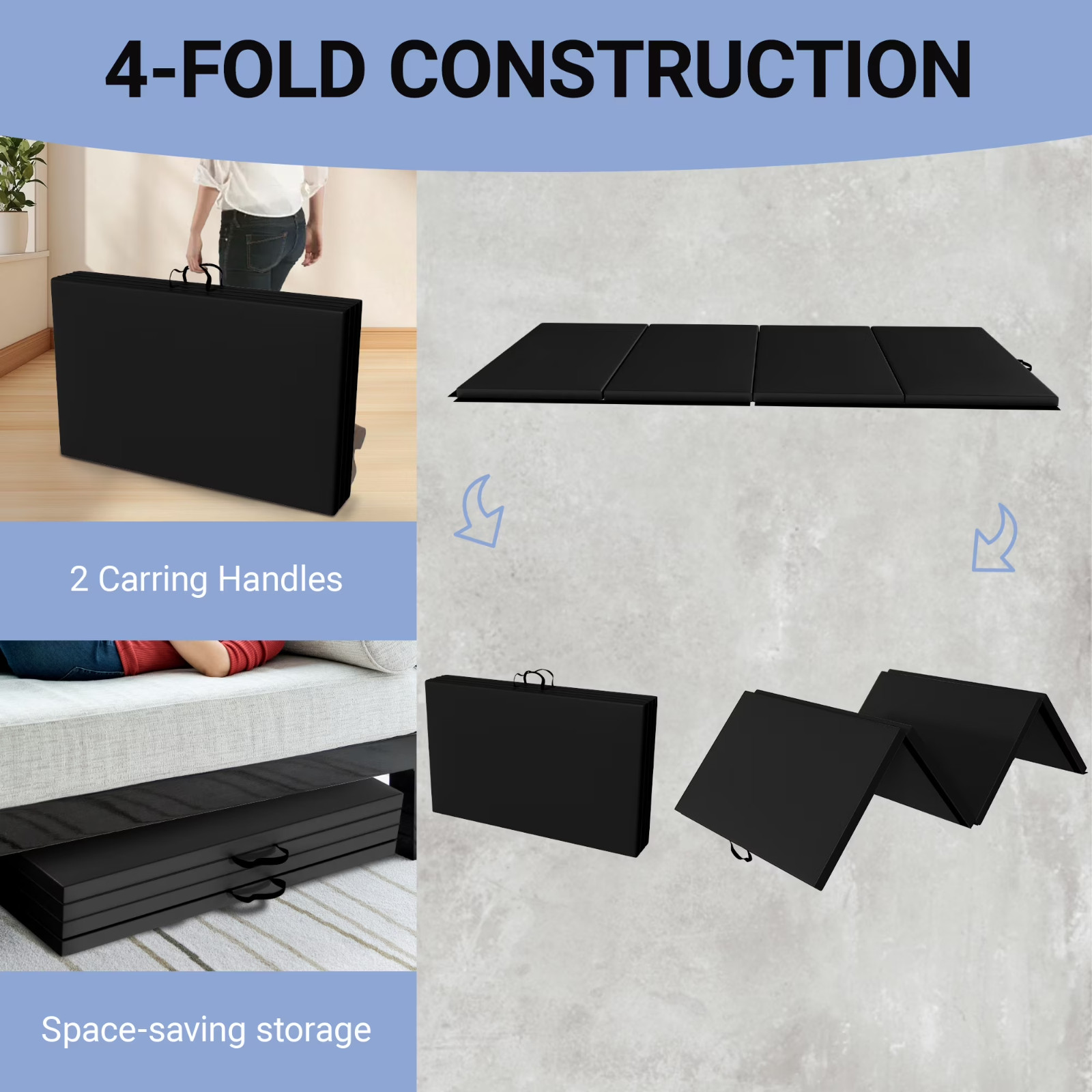 Versatile 4’x8’x2″ High-Density Gym Mats – Extra Thick, Anti-Tear, Easy-Clean, F