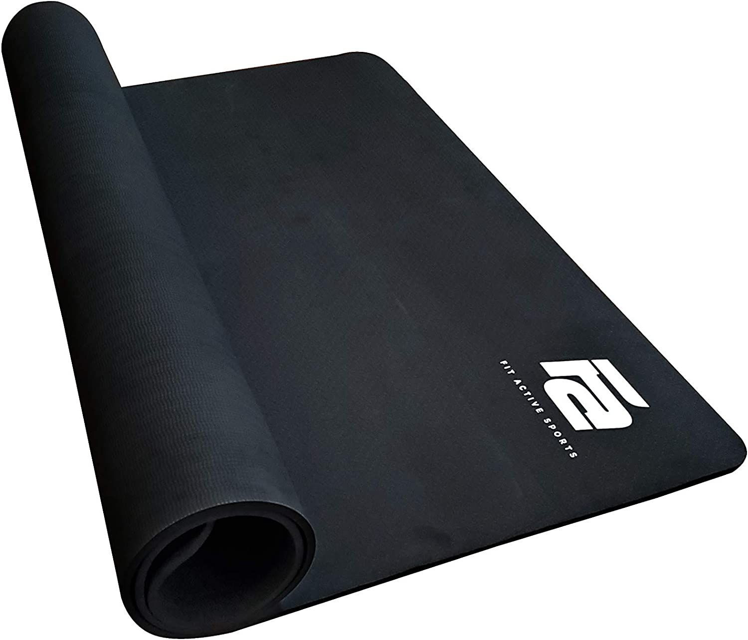 Fit Active Sports Large Exercise Mat 6′ x 4′ x 8mm | Thick Non-Slip Black