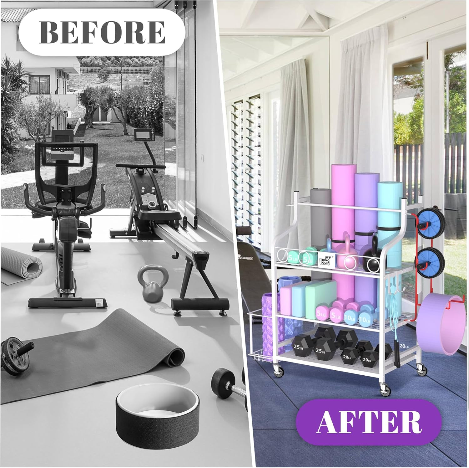 Yoga Mat Storage Racks,Home Gym Storage Rack for Dumbbells Kettlebells Foam Roll