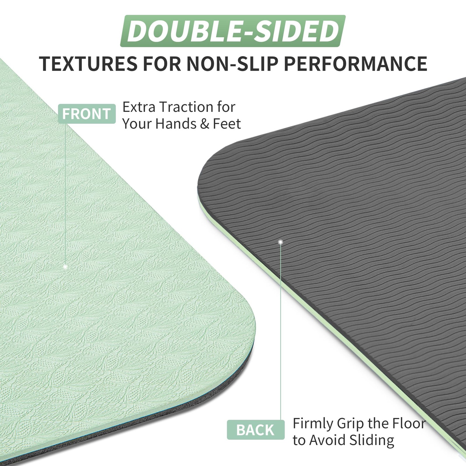 Yoga Mat for Women Men Kids, 72″ x 24″ TPE Yoga Mats, 1/3 & 1/4 & 2/5 Inch Ex…