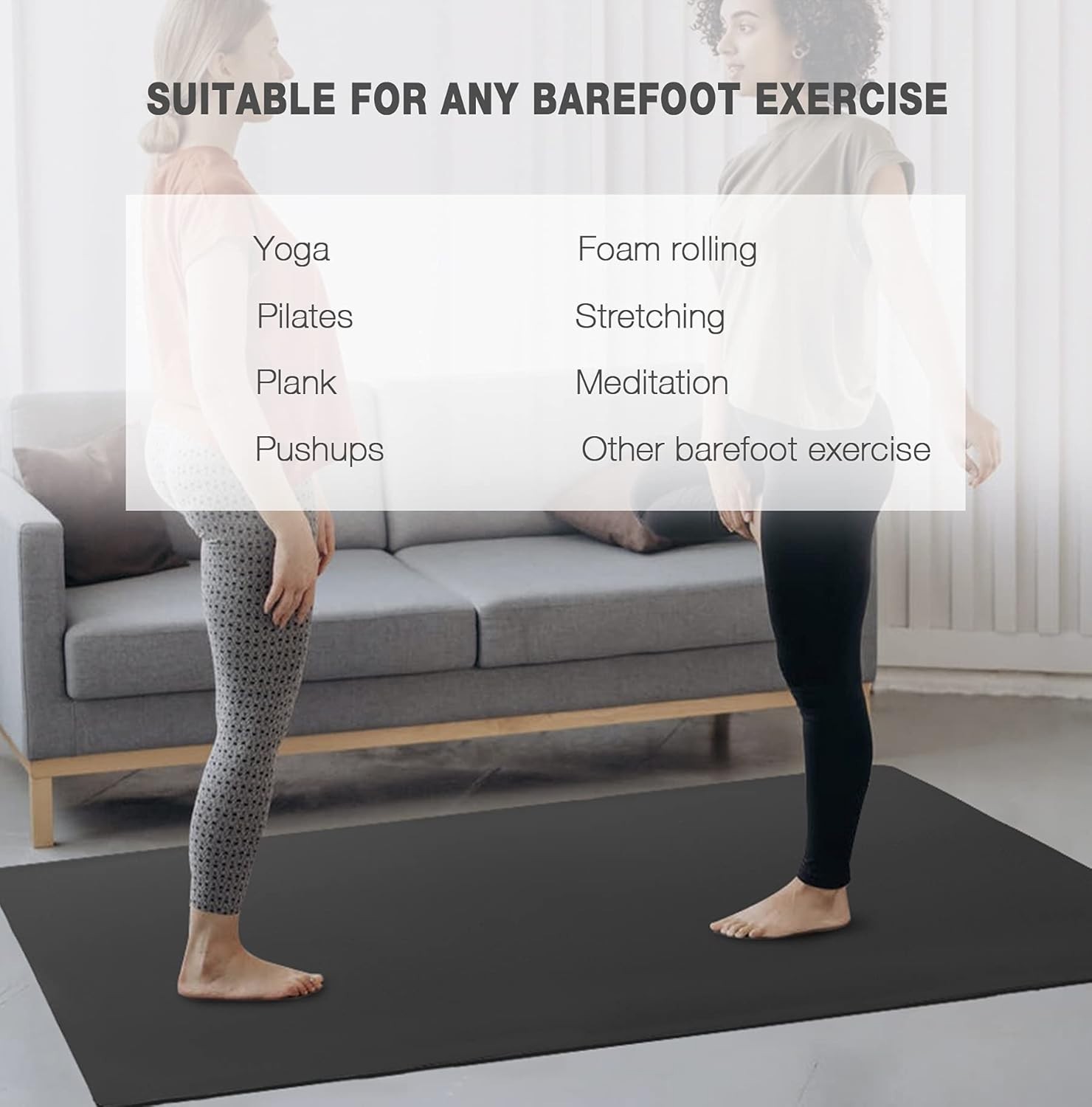 Large TPE Yoga Mat – 6’x4′ Double-Sided Non-Slip Exercise Mat for All Workouts
