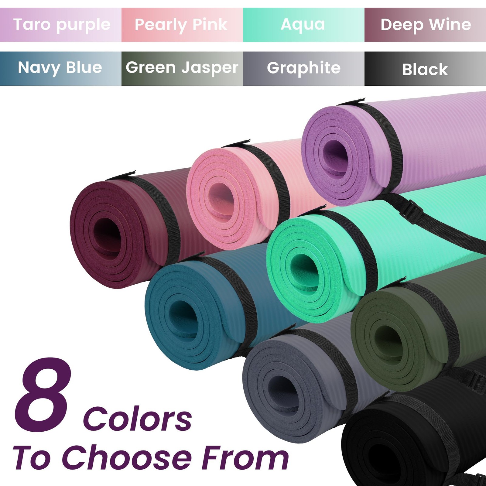 Yoga Mat 1/2 Inch Extra Thick High Density Exercise Mat, Taro Purple