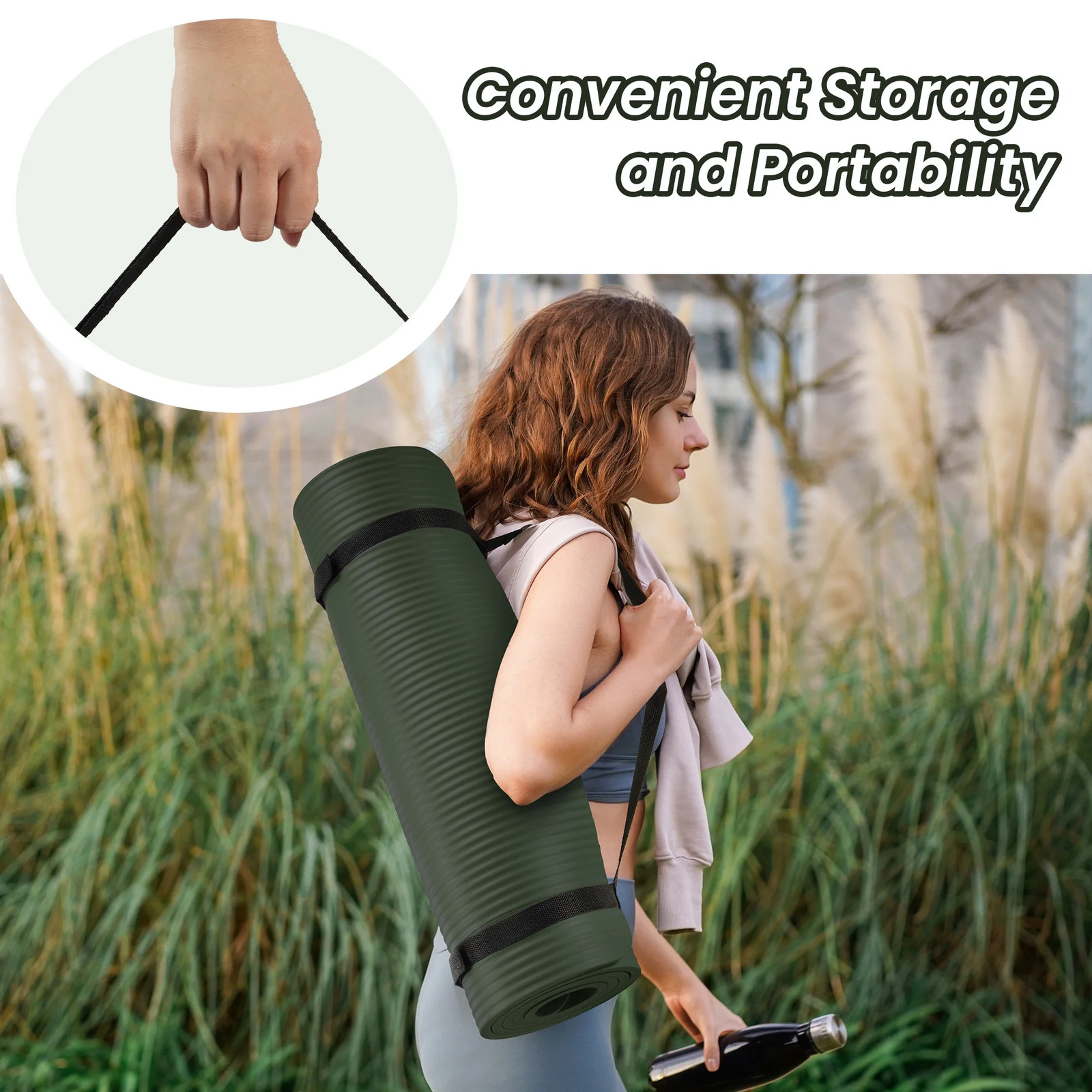BalanceFrom Extra Thick 1/2″ Yoga Mat – 71″x24″ Non-Slip Exercise Mat with Carry