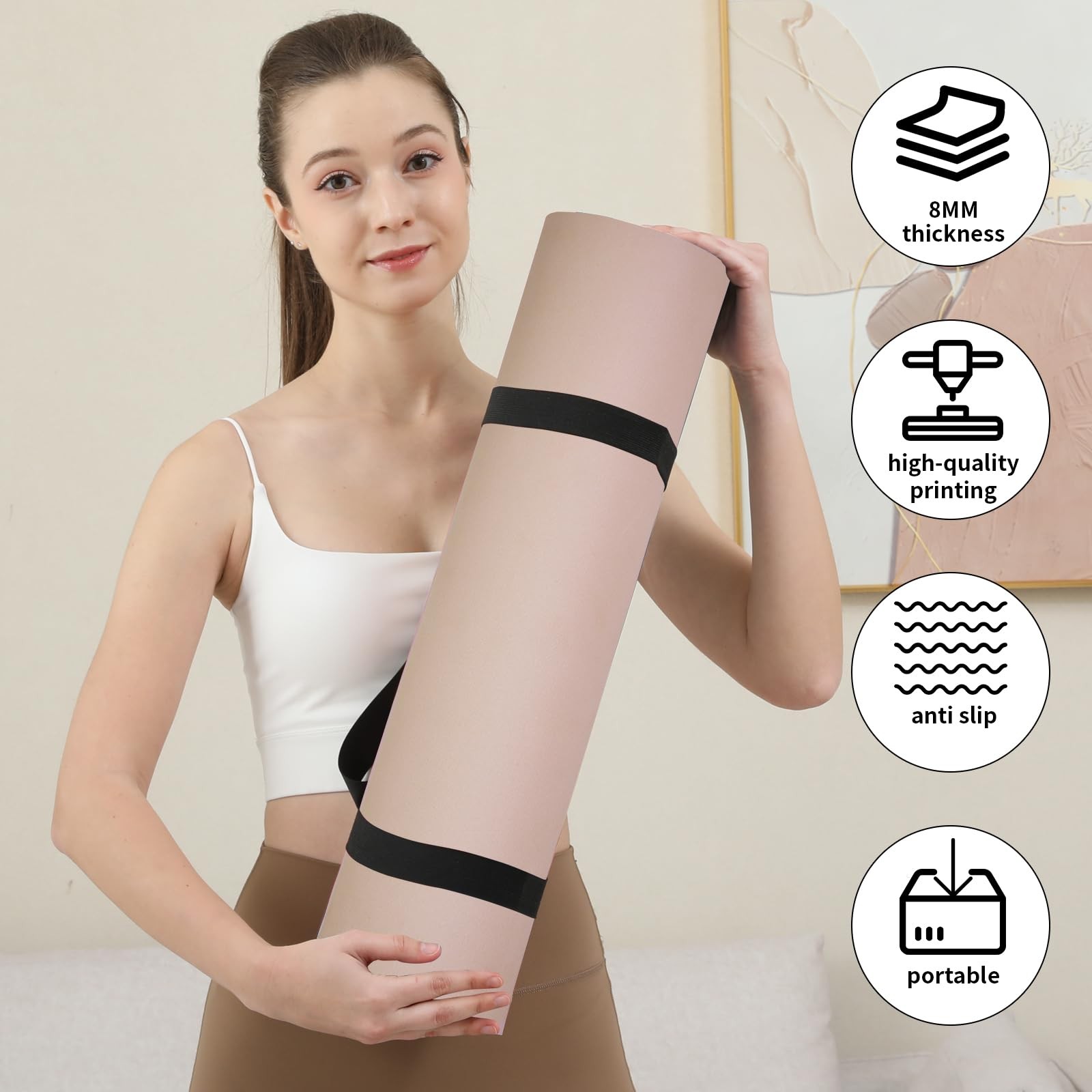 Yoga Mat Thick (8MM,1/3″), Eco-Friendly POE Non Slip Yoga Mat, High Rebound &…