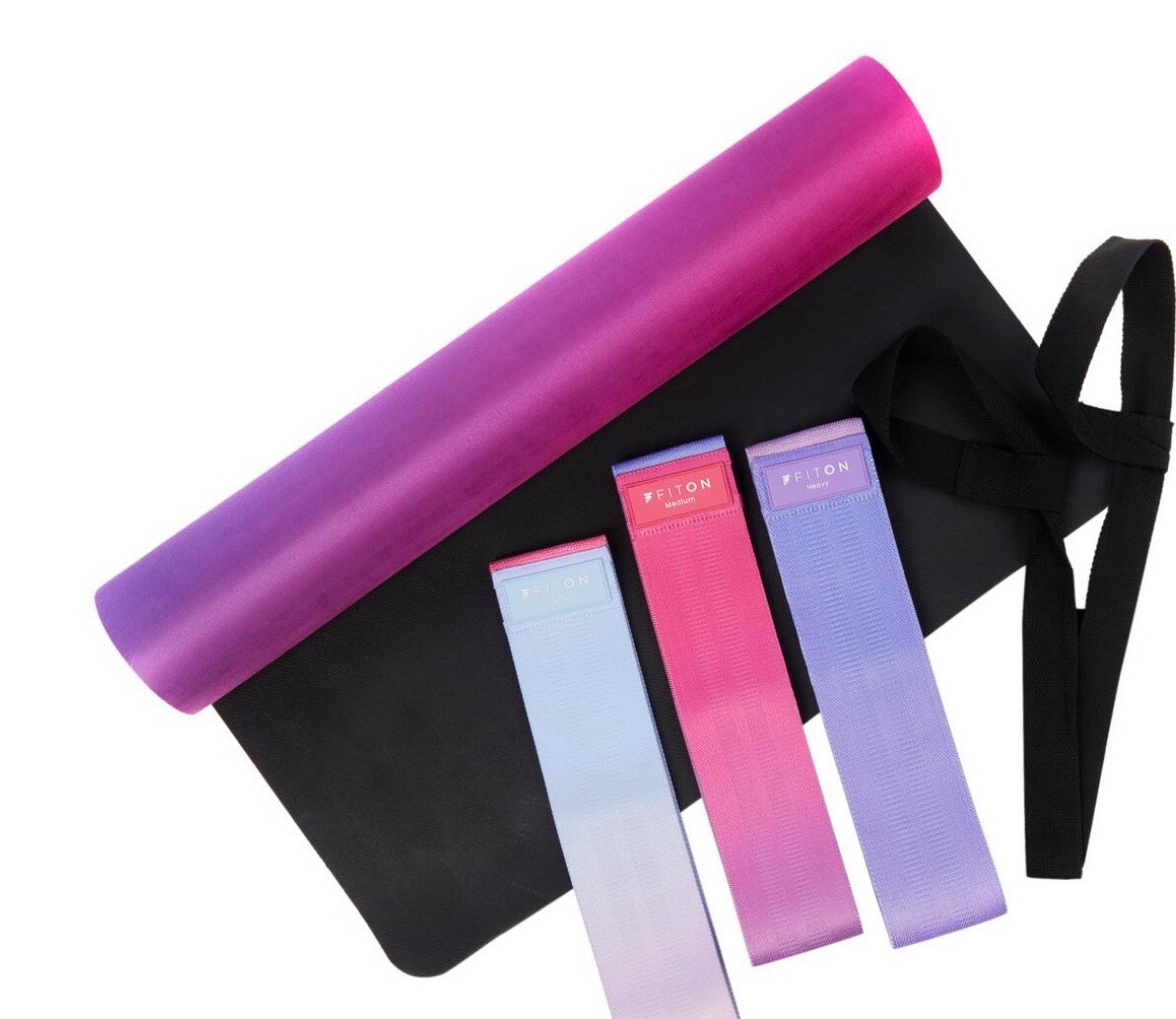 New Fiton Fitness 70” X 24” Exercise Mat & 3 Resistance Bands & 1yr Subscription