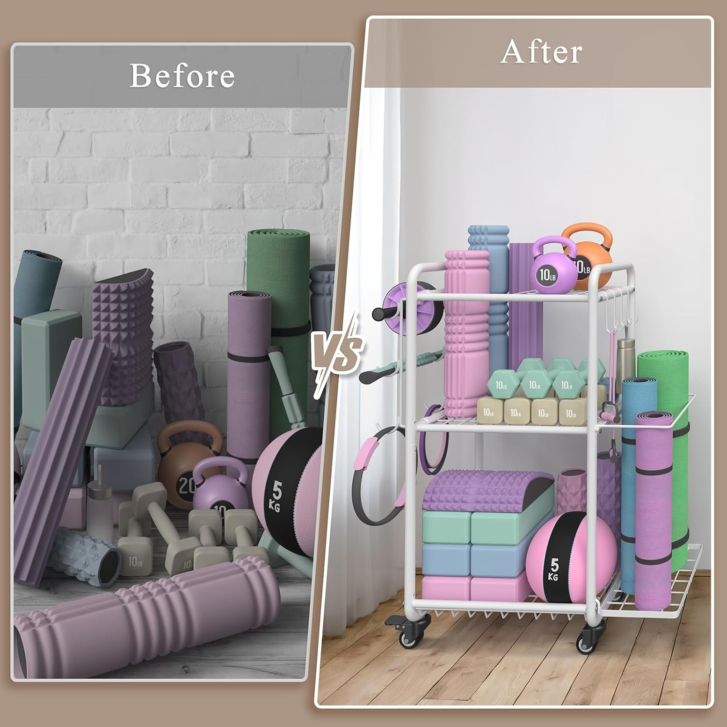Home Gym Storage Rack – Yoga Mat, Dumbbell & Workout Equipment Organizer