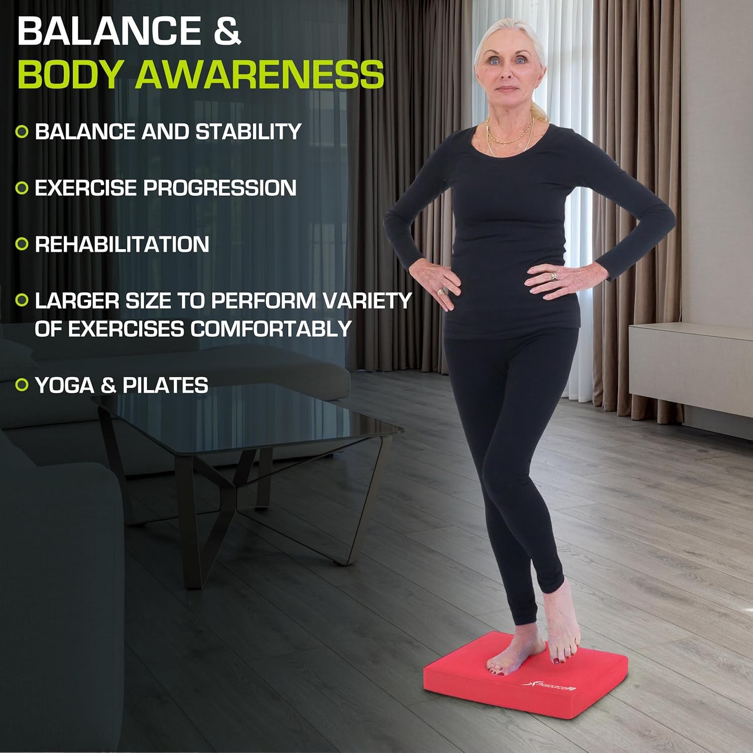 ProsourceFit Exercise Balance Pad Non-Slip Foam Mat Knee Pad