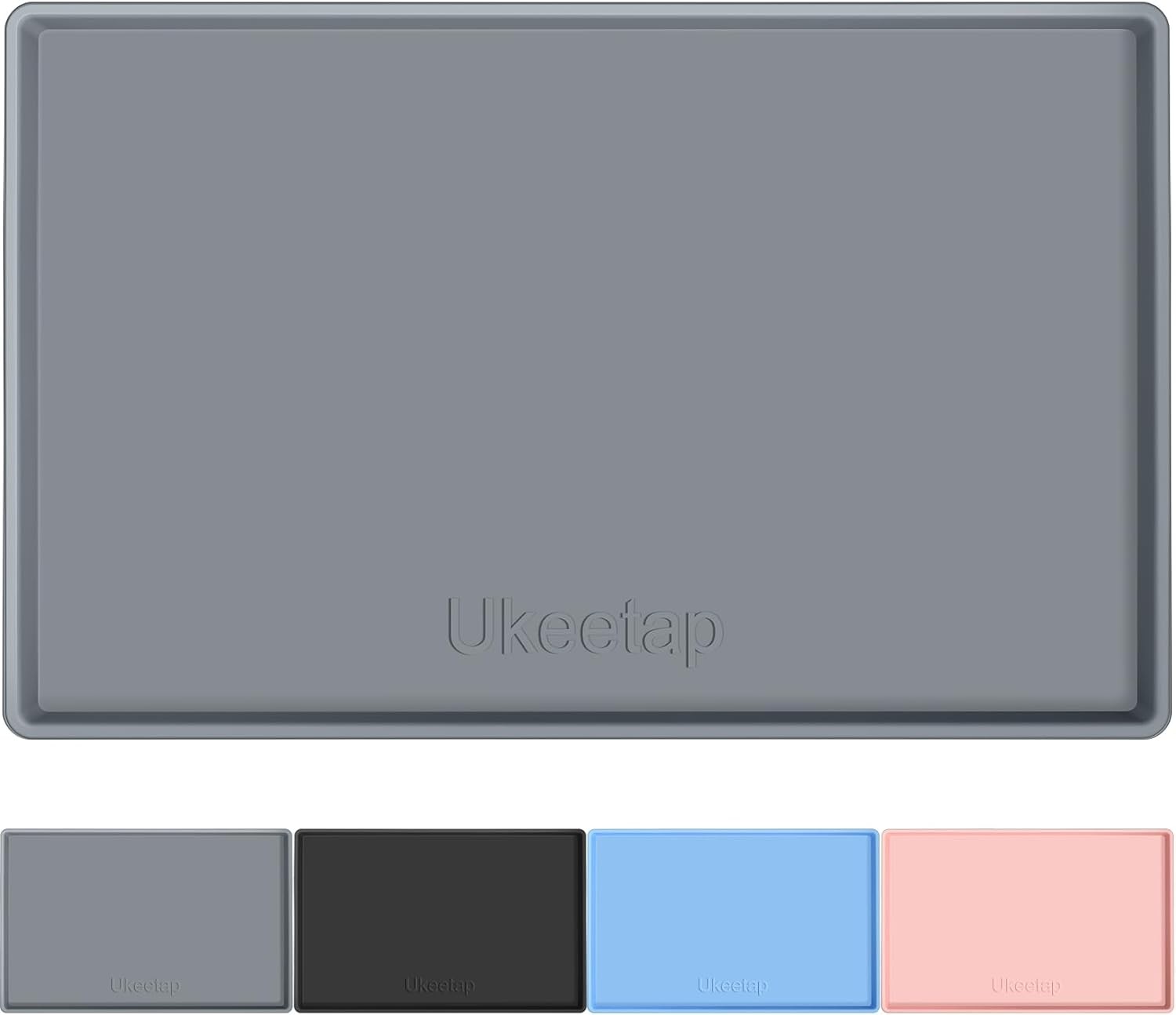 19” x 12” Extra Thick Waterproof Silicone Mat with Raised Edge, BPA Free Non-Sli