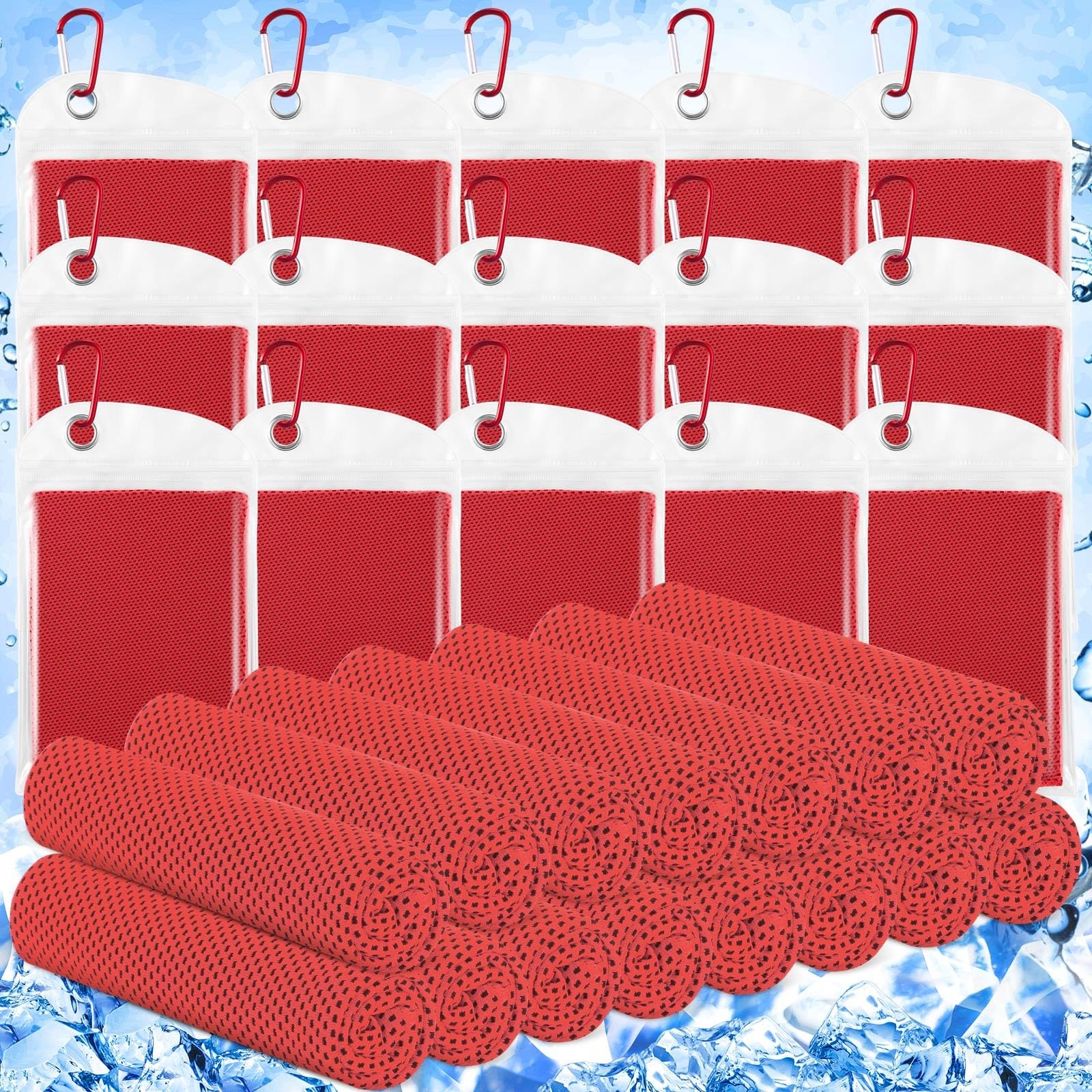 Hosuly 15 Pack Cooling Towels 40″ x 12″ 40 x 12 inches, Red