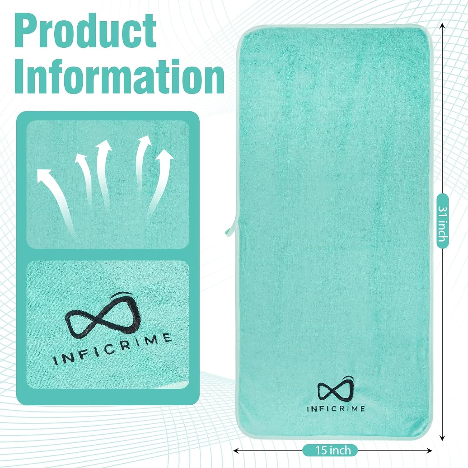 2 Pack Microfiber Gym Towels, 380 GSM 15″x31″ Bigger Size Super Soft