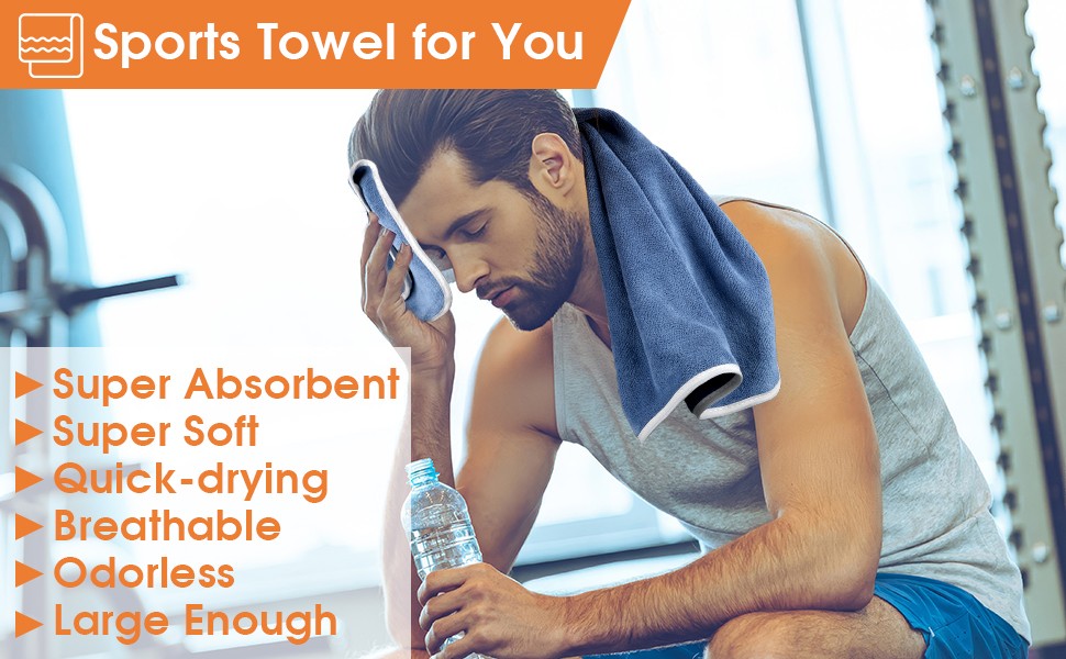3 Pack Microfiber Gym Towels, Super Soft, Quick Drying, 14.2″ x 30″ | Absorbent